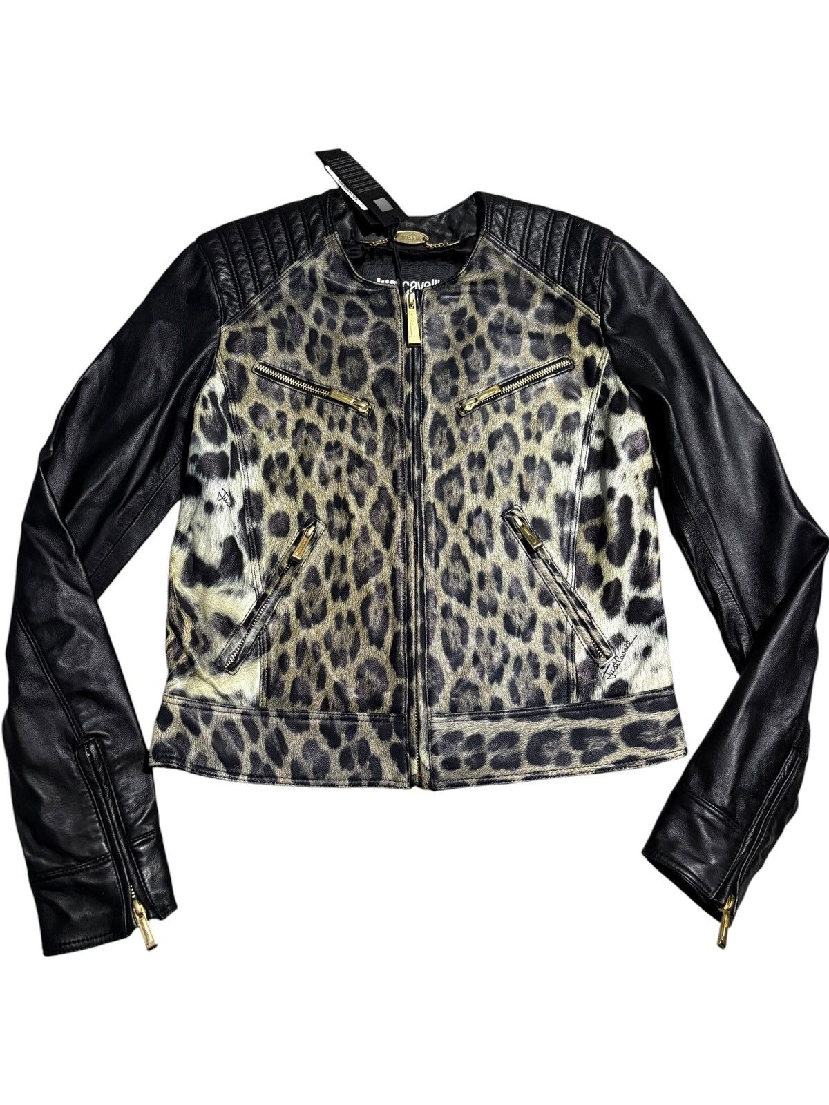 Just Cavalli 2014 Just Cavalli Leopard Print Leather Jacket moto 5 zip Size M / US 6-8 / IT 42-44 - 1 Thumbnail