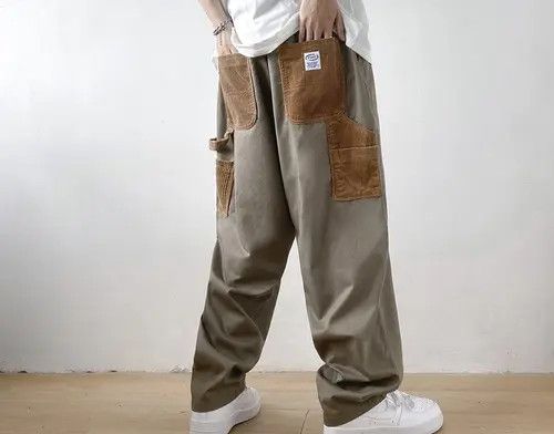 Jean Korean Casual Cargo Pants Loose Patchwork Y2K #20 Size US 28 / EU 44 - 4 Thumbnail