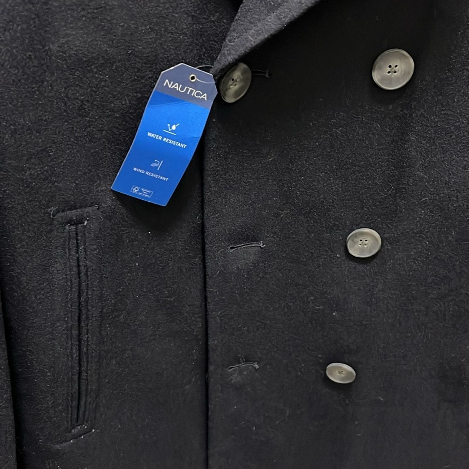 Nautica Nautica Men Large Peacoat Wool Blend Double Coat Dark Blue Size US L / EU 52-54 / 3 - 4 Thumbnail