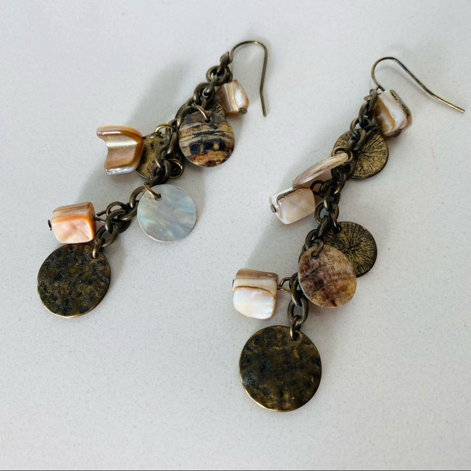 Nordstrom NORDSTROM VINTAGE Brass Circle Square Drop Earrings Jewelry Size ONE SIZE - 3 Thumbnail