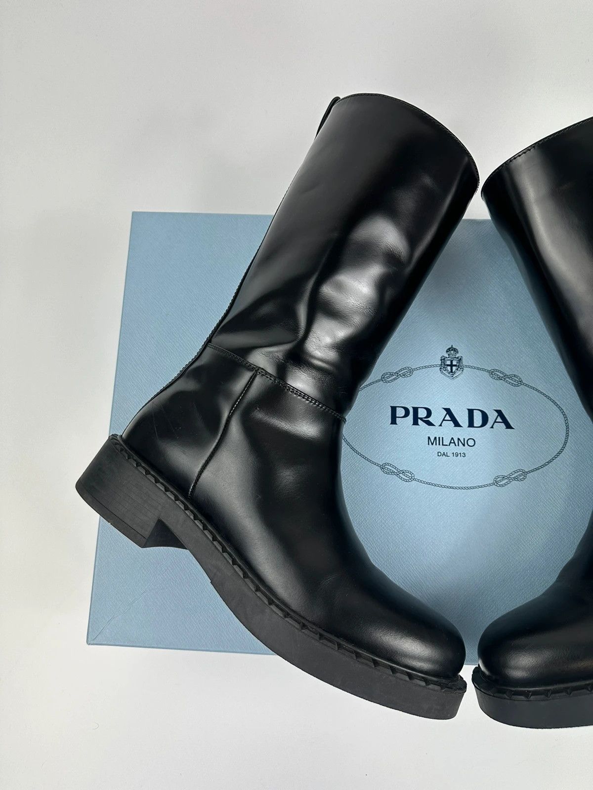 Prada Prada FW2021 Calf Leather Black Boots Vernis Patent Size US 8 / EU 41 - 11 Thumbnail
