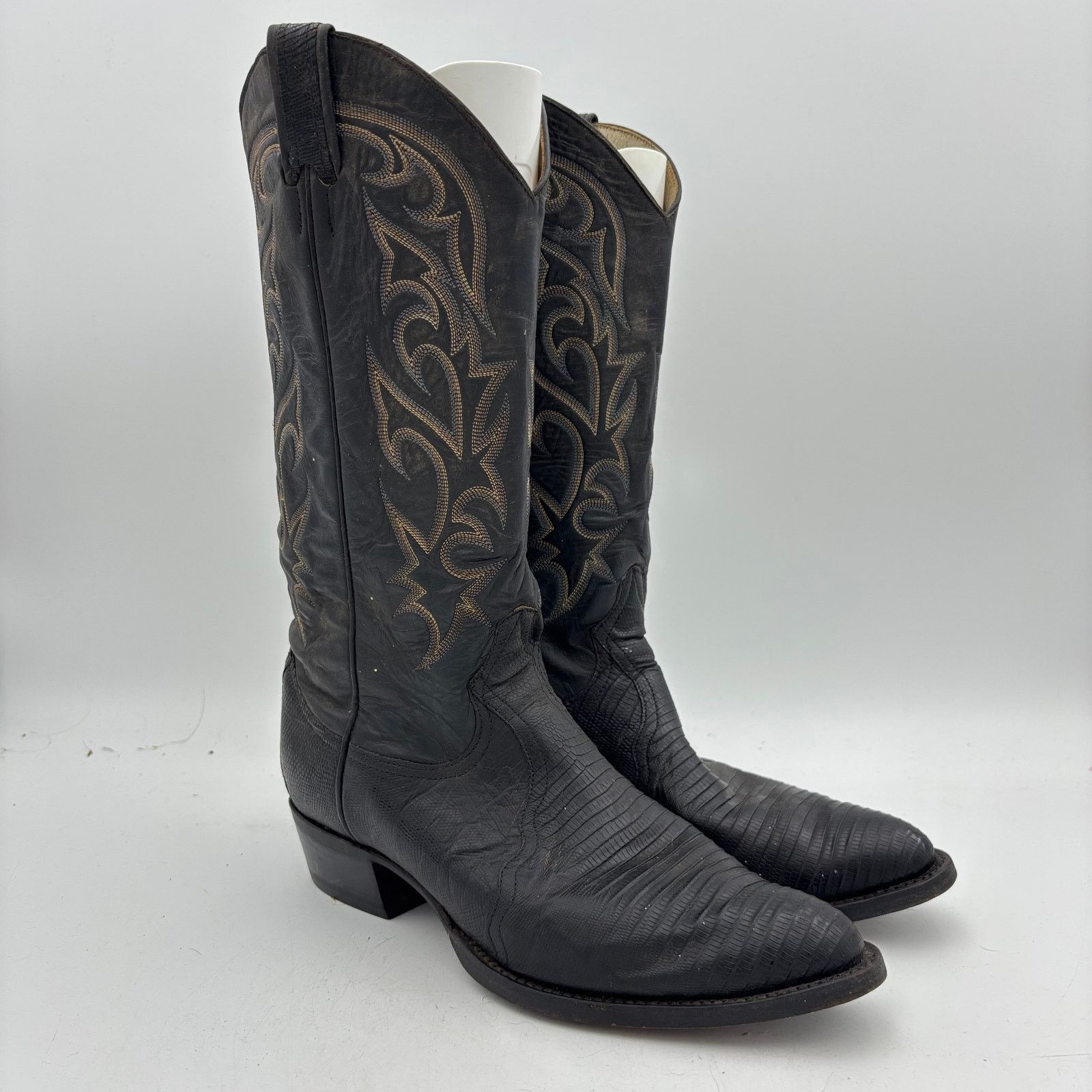 Larry Mahan Vintage 80s Larry Mahan Cowboy Boots Western Lizard 10 D Size US 10 / EU 43 - 1 Thumbnail