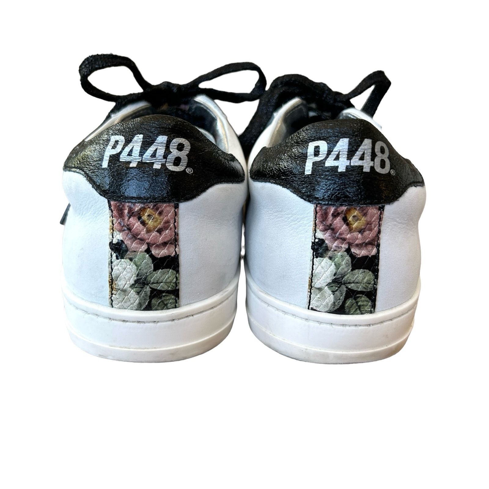 P448 P448 Sneakers Womens 37 EU 7 US Gray Floral Leather Low Top Size US 7 / IT 37 - 5 Thumbnail