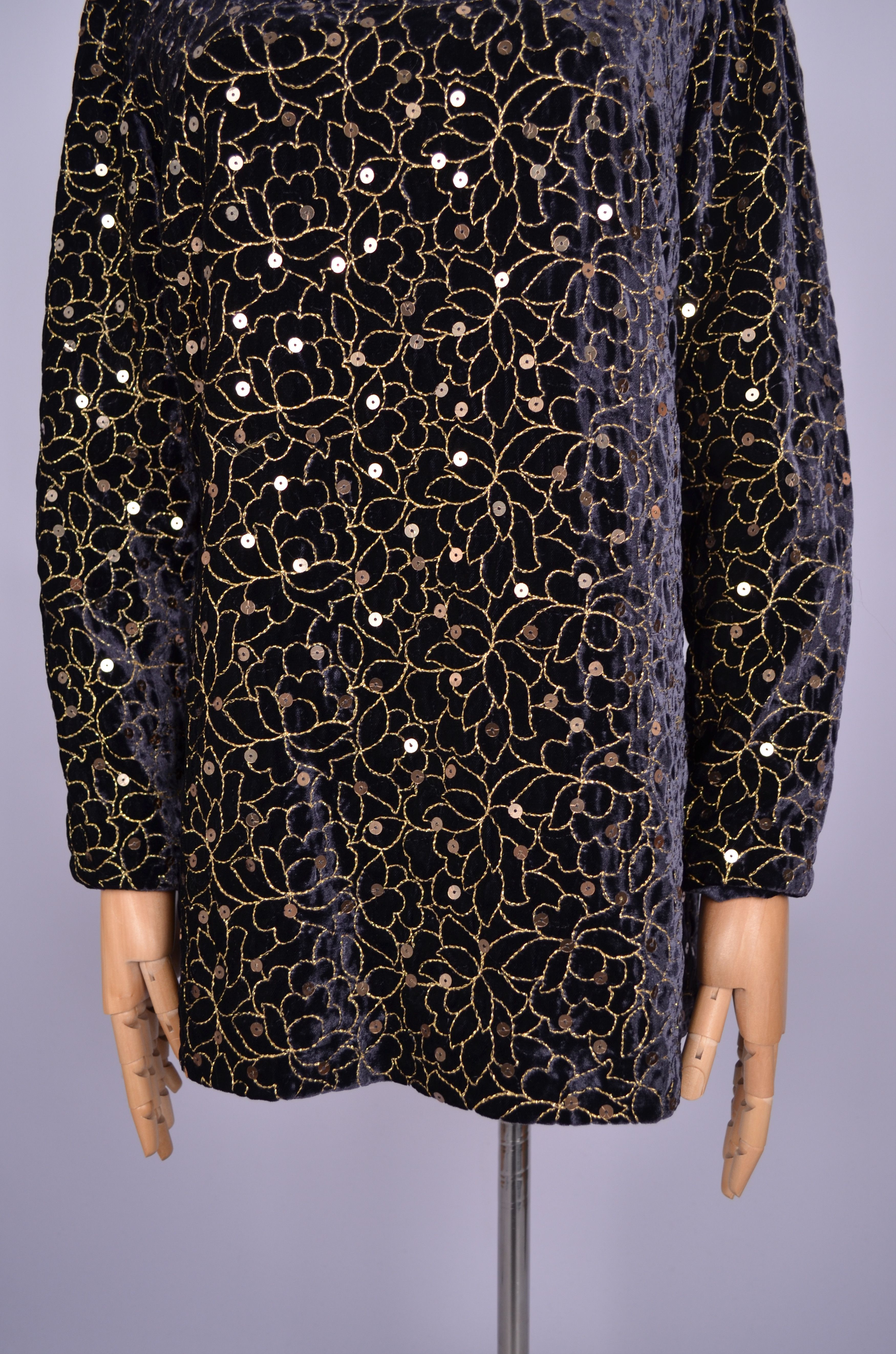 Designer Caroline Charles London Sequin Blouse Viscose Jumper Sz US10 Size M / US 6-8 / IT 42-44 - 3 Thumbnail
