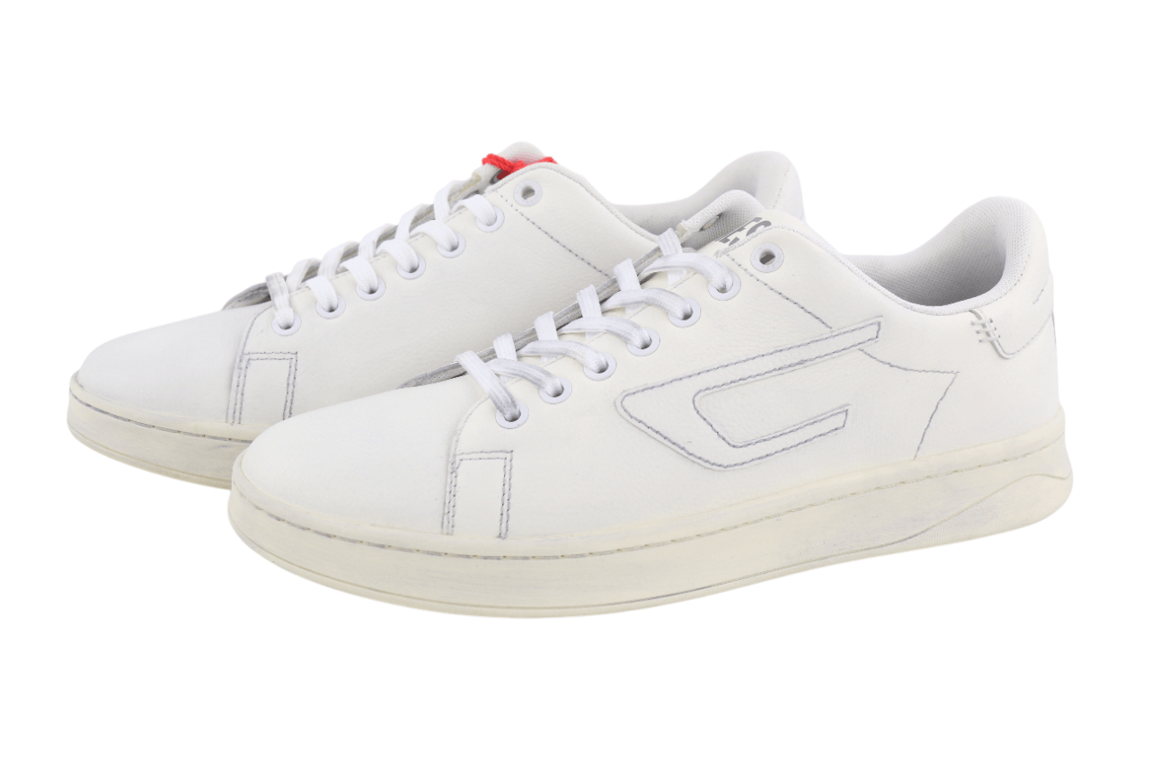 Diesel S-ATHENE LOW EU41 White Leather Lace Light Logo 40557 Size US 8.5 / EU 41-42 - 3 Thumbnail