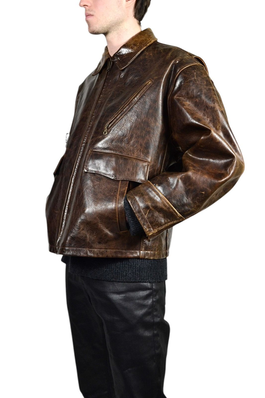 Avirex 90s Vintage Redskins B32 Leather Military Bomber Jacket Size US XL / EU 56 / 4 - 4 Thumbnail
