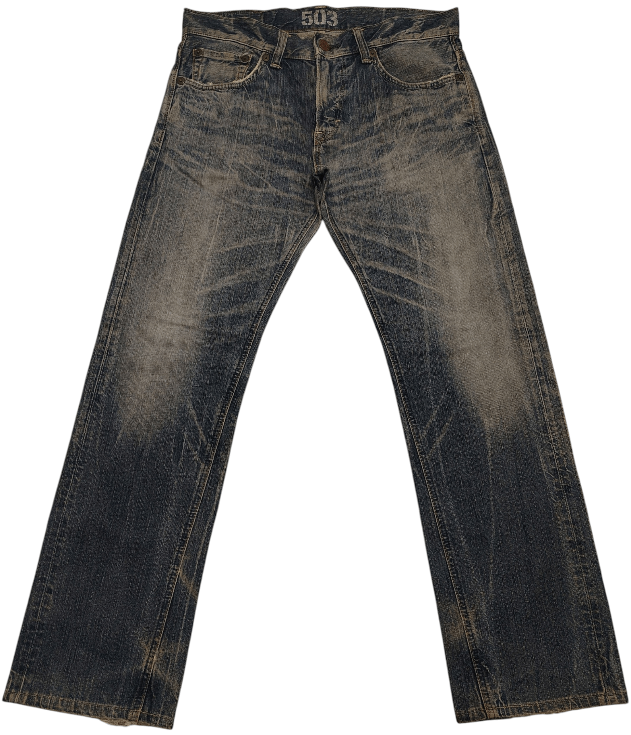 Who Decides War Japanese Edwin 503 Blue Trip Distressed Jeans Size US 34 / EU 50 - 1 Thumbnail