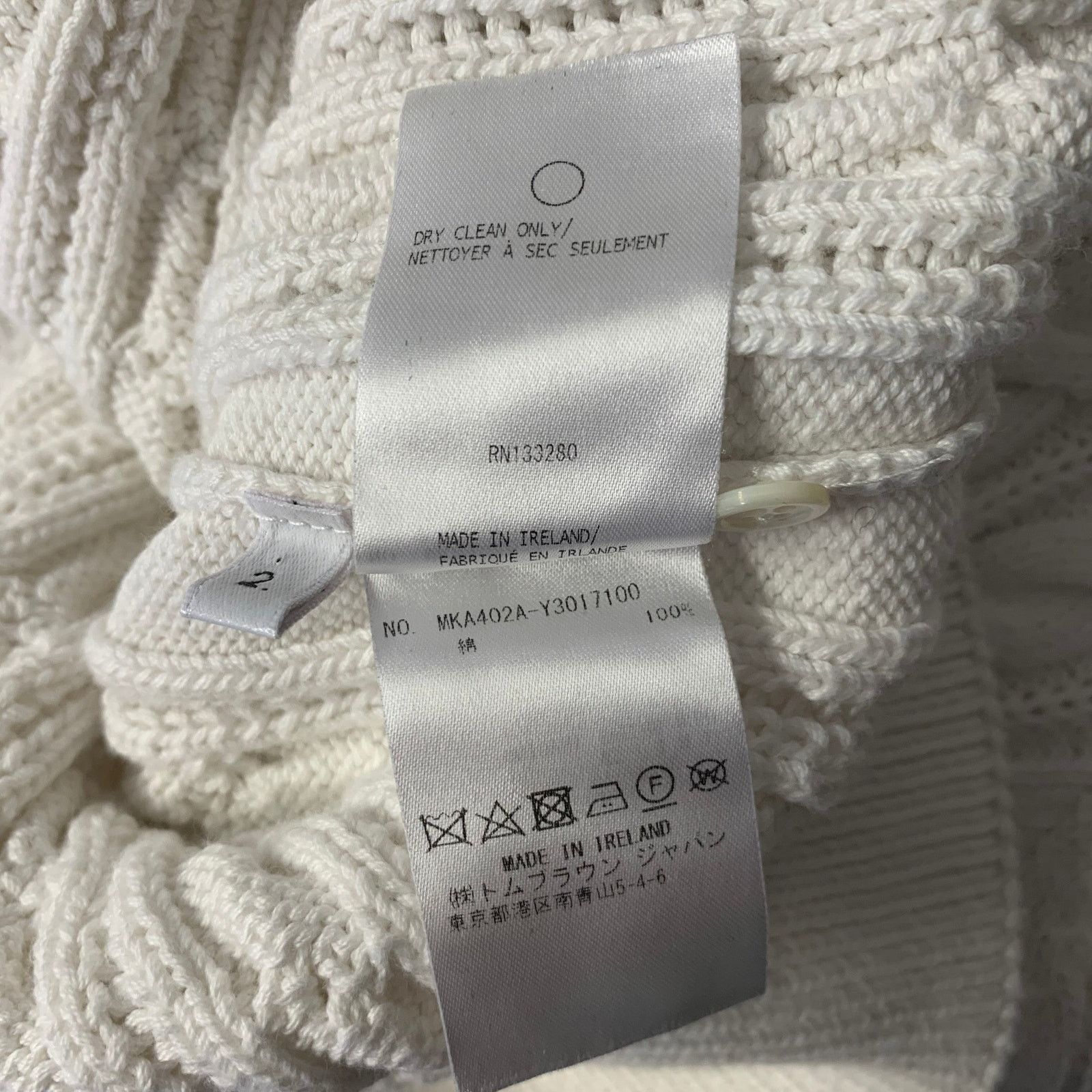 Thom Browne THOM BROWNE Size M White Grey Cotton Cable Knit Sweater Size US M / EU 48-50 / 2 - 8 Thumbnail