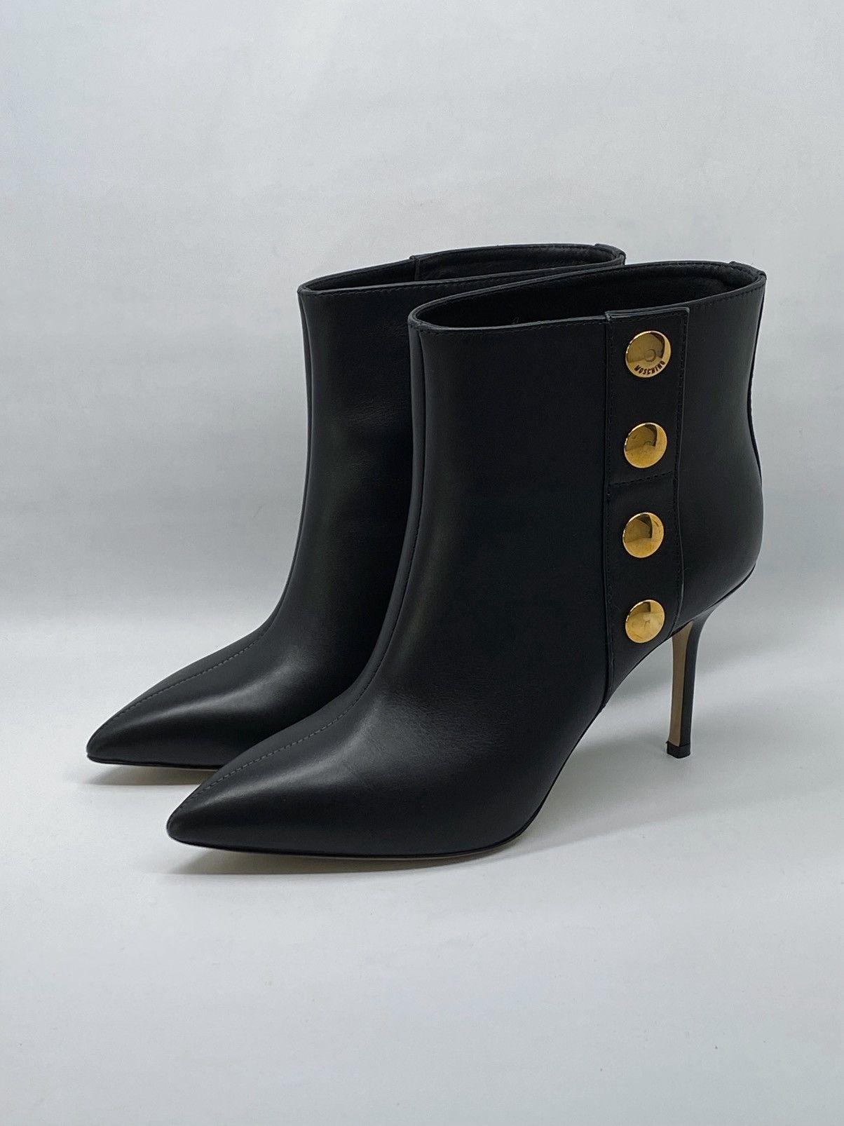 Moschino Moschino 80MM Snap-Button Leather Ankle Boots size 38 Size US 8 / IT 38 - 4 Thumbnail