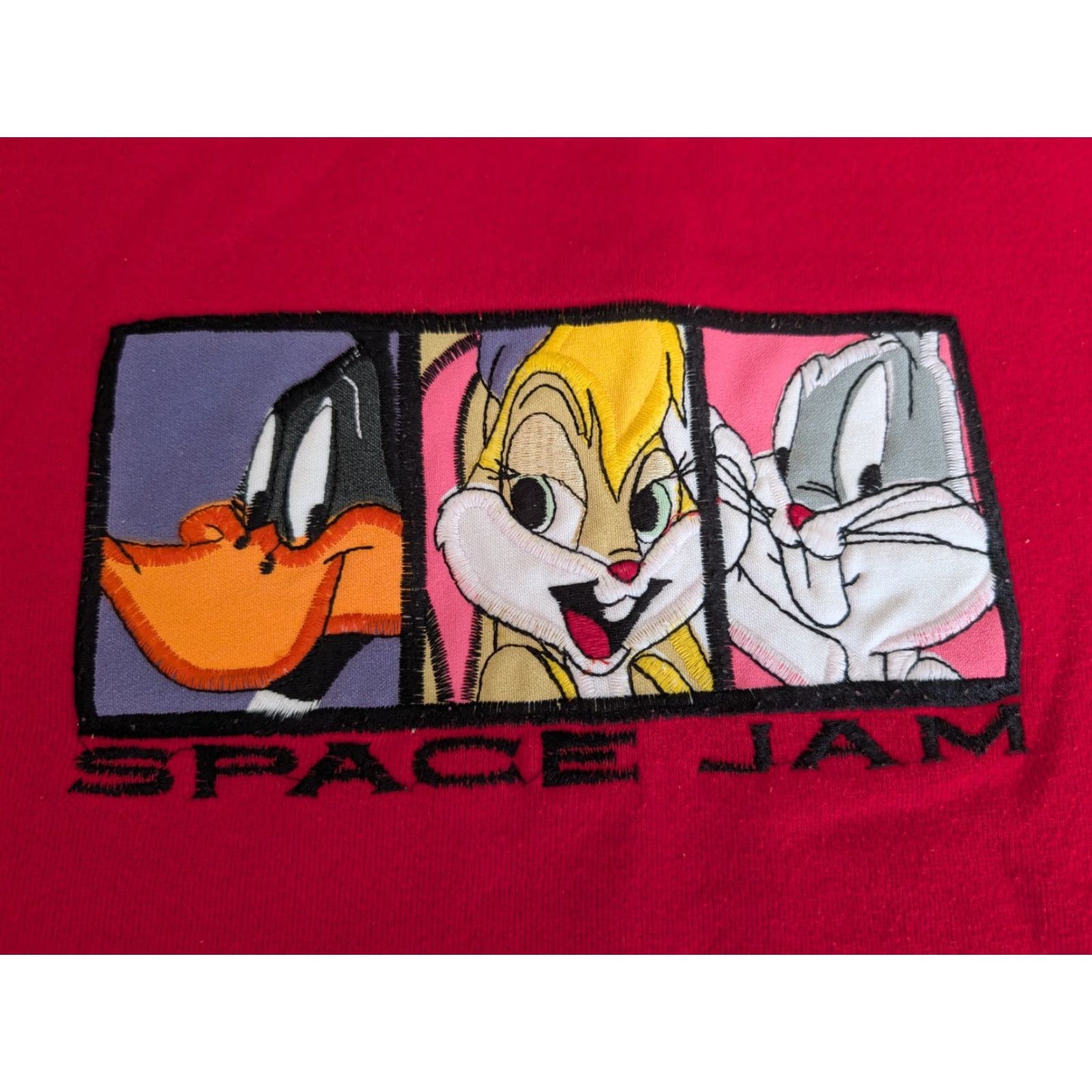 Vintage VINTAGE Space Jam Sweatshirt Mens XL Red Graphic Print Daffy Bugs Lola Michael Jordan Made in USA 1996 Size US XL / EU 56 / 4 - 2 Thumbnail