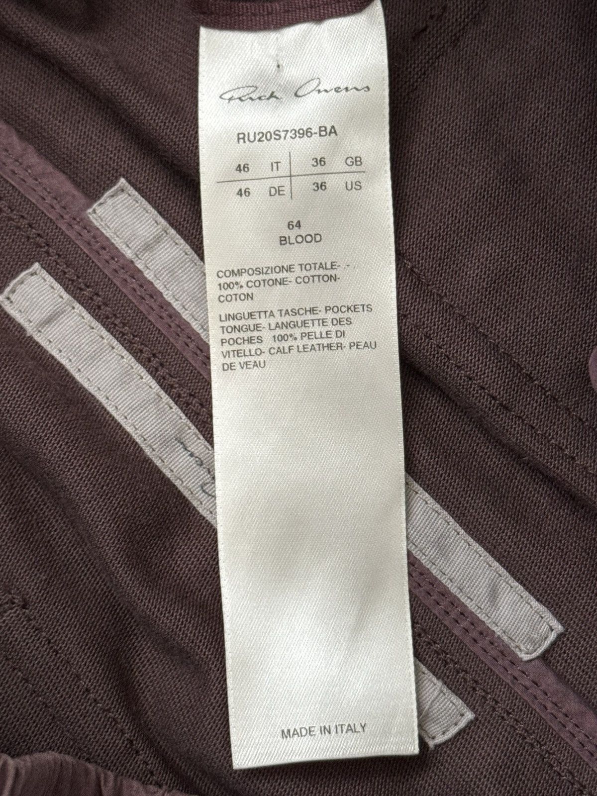 Rick Owens SS20 Rick Owens Mainline Blood Red Bauhaus Cargo Pants Size US 28 / EU 44 - 14 Thumbnail