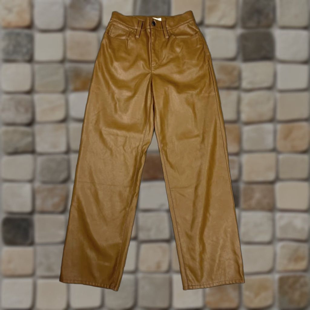 Madewell VINTAGE Madewell Womens Pants Wide Leg Chino Faux Leather Brown Size 25 90s Retro Size 42" / US 20 - 1 Thumbnail
