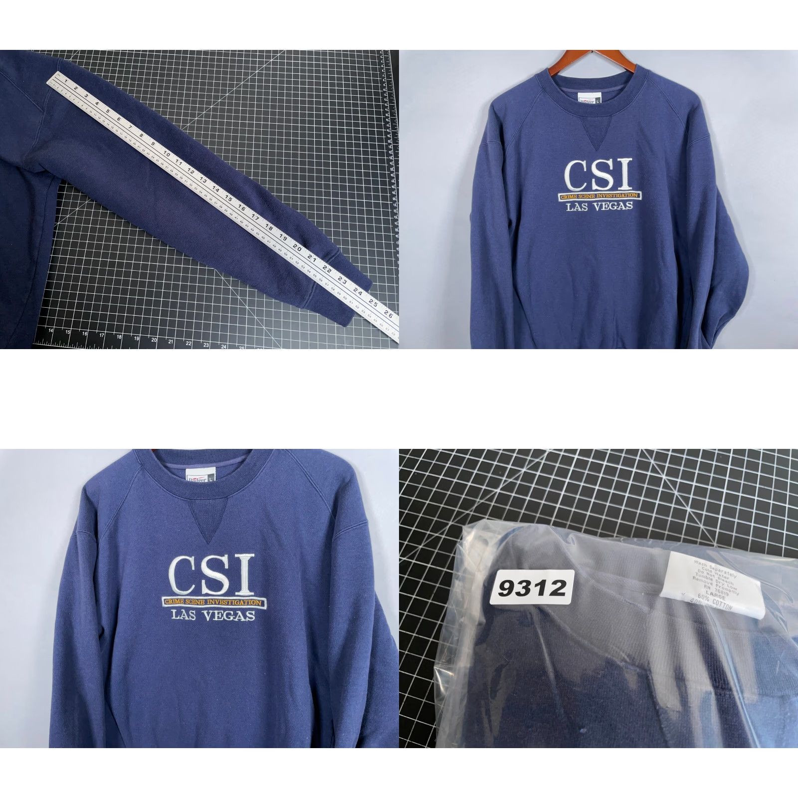 Vintage Badger CSI Las Vegas Sweatshirt Adult Large Dark Blue Embroidered Crewneck TV Series Men Size US L / EU 52-54 / 3 - 8 Thumbnail