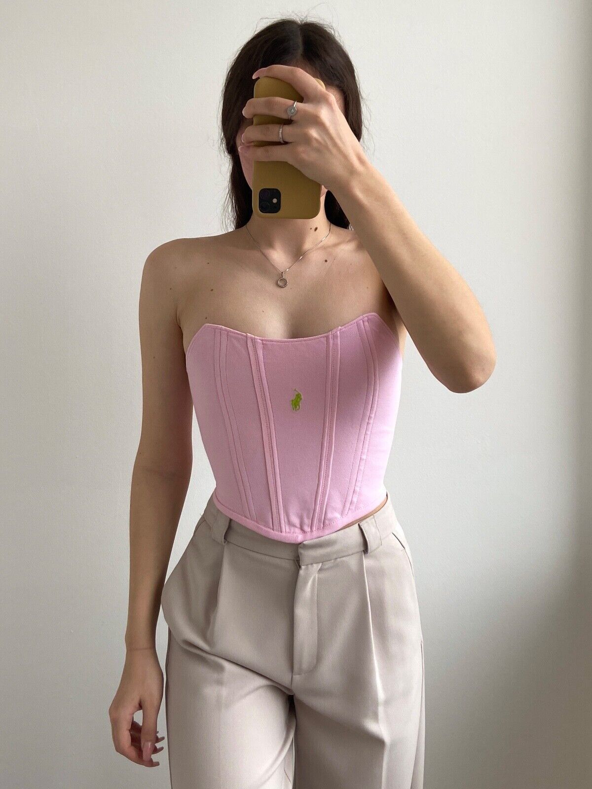 Handmade Handmade Polo Ralph Lauren Pink Women's Tank Crop Top Corset Size S / US 4 / IT 40 - 5 Thumbnail