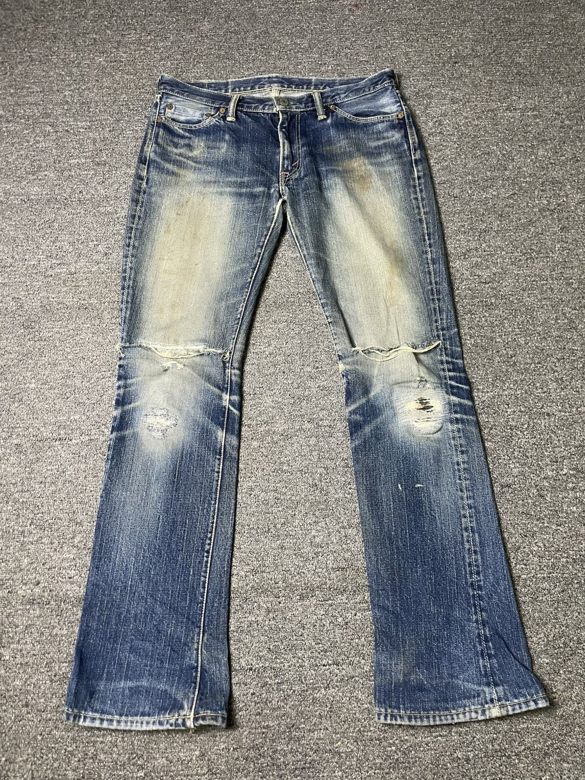 Vintage FLAT HEAD x BALDER JEANS Brand Ripped Jean (84) Size US 32 / EU 48 - 1 Thumbnail