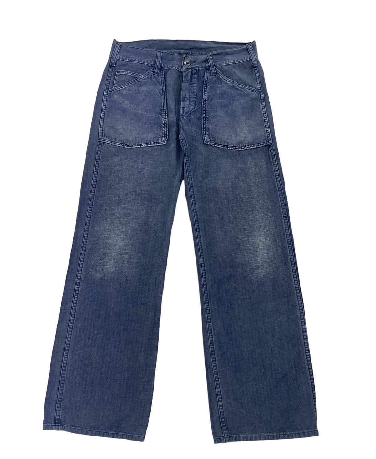 Vintage Military Bakers Pants Faded Blue