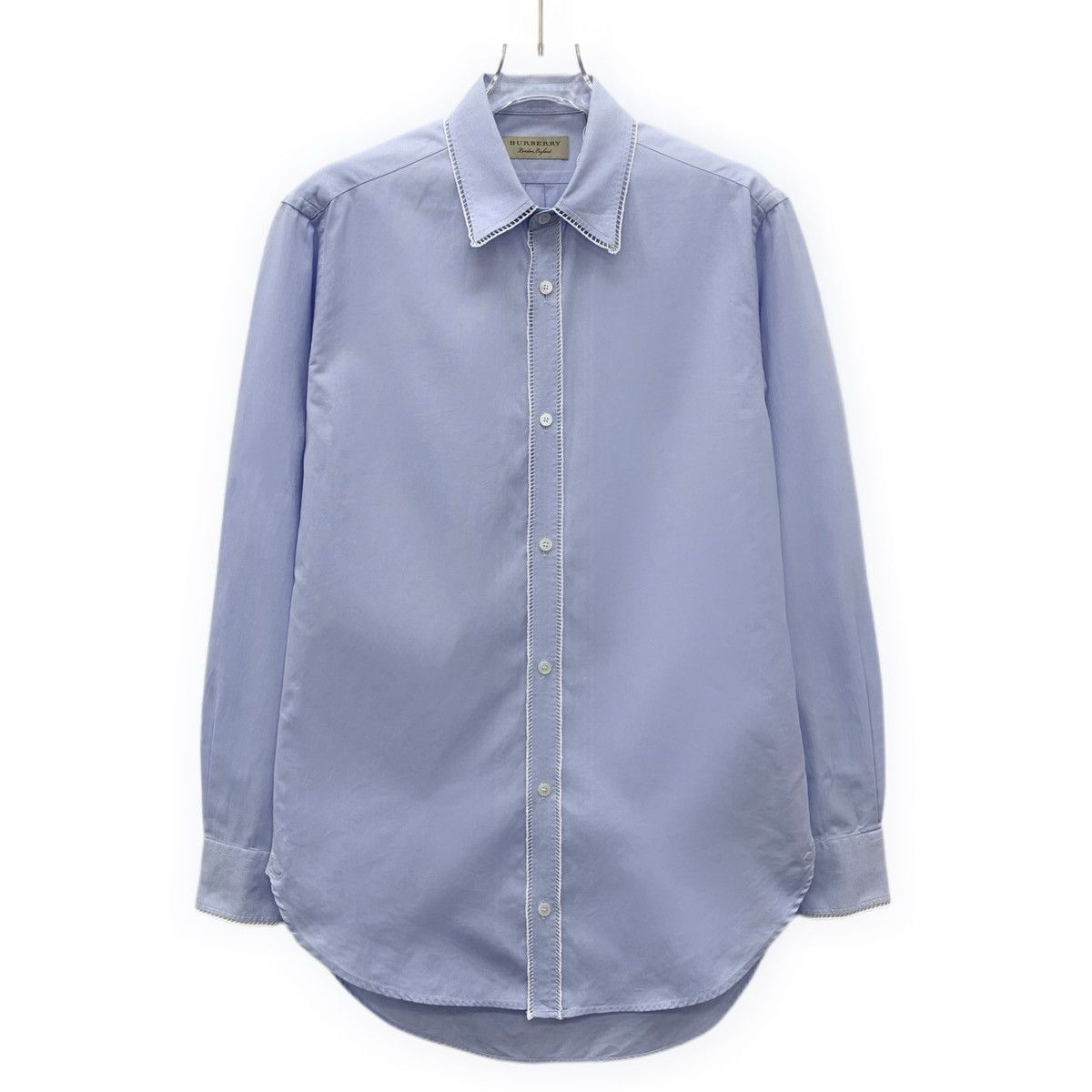 Burberry Burberry Blue Cotton Collared Long Sleeve Shirt K26WX Size S / US 4 / IT 40 - 1 Thumbnail
