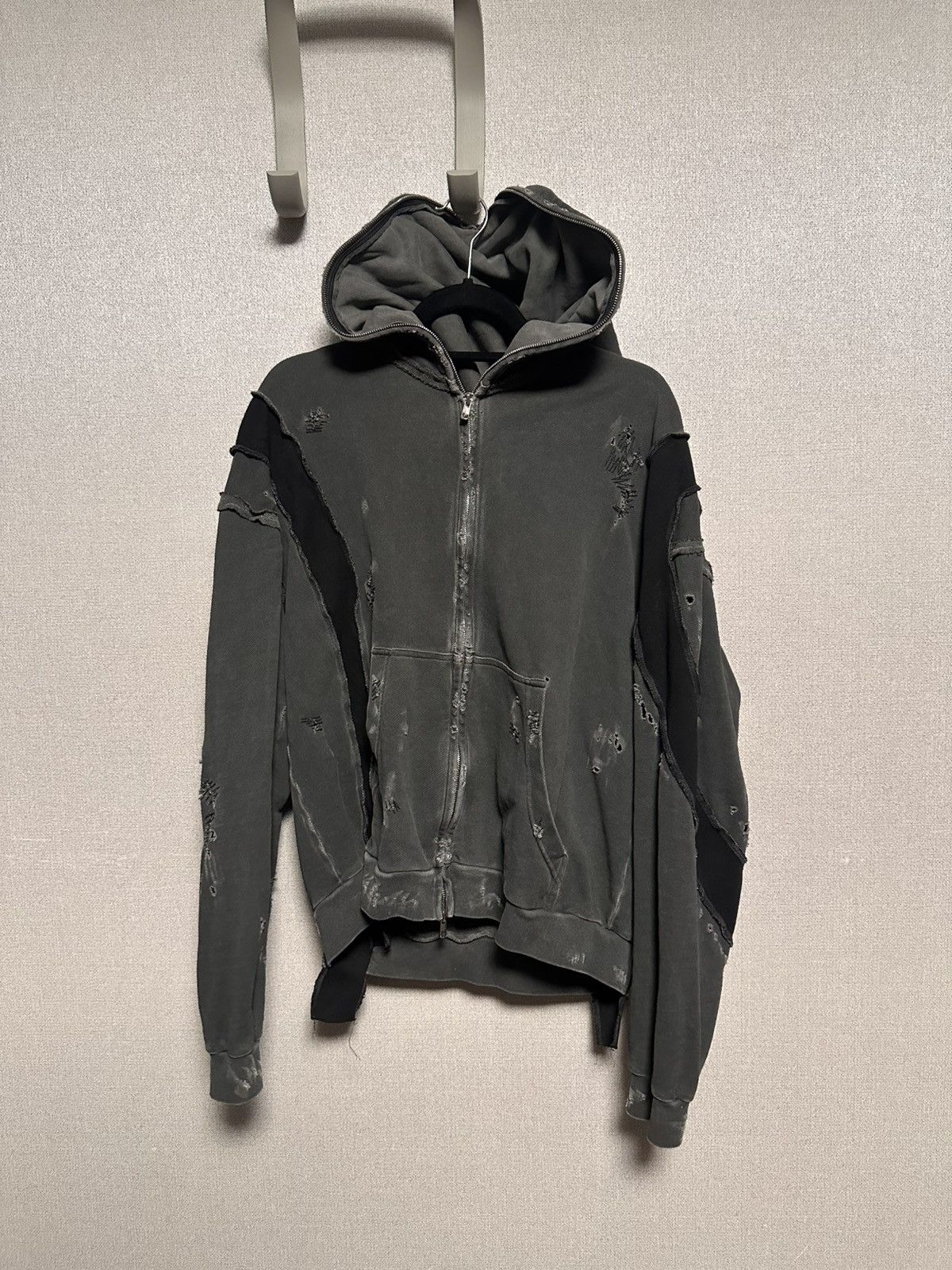 CMMAWEAR Black C Contrast Ribbed Rework Hoodie | Grailed