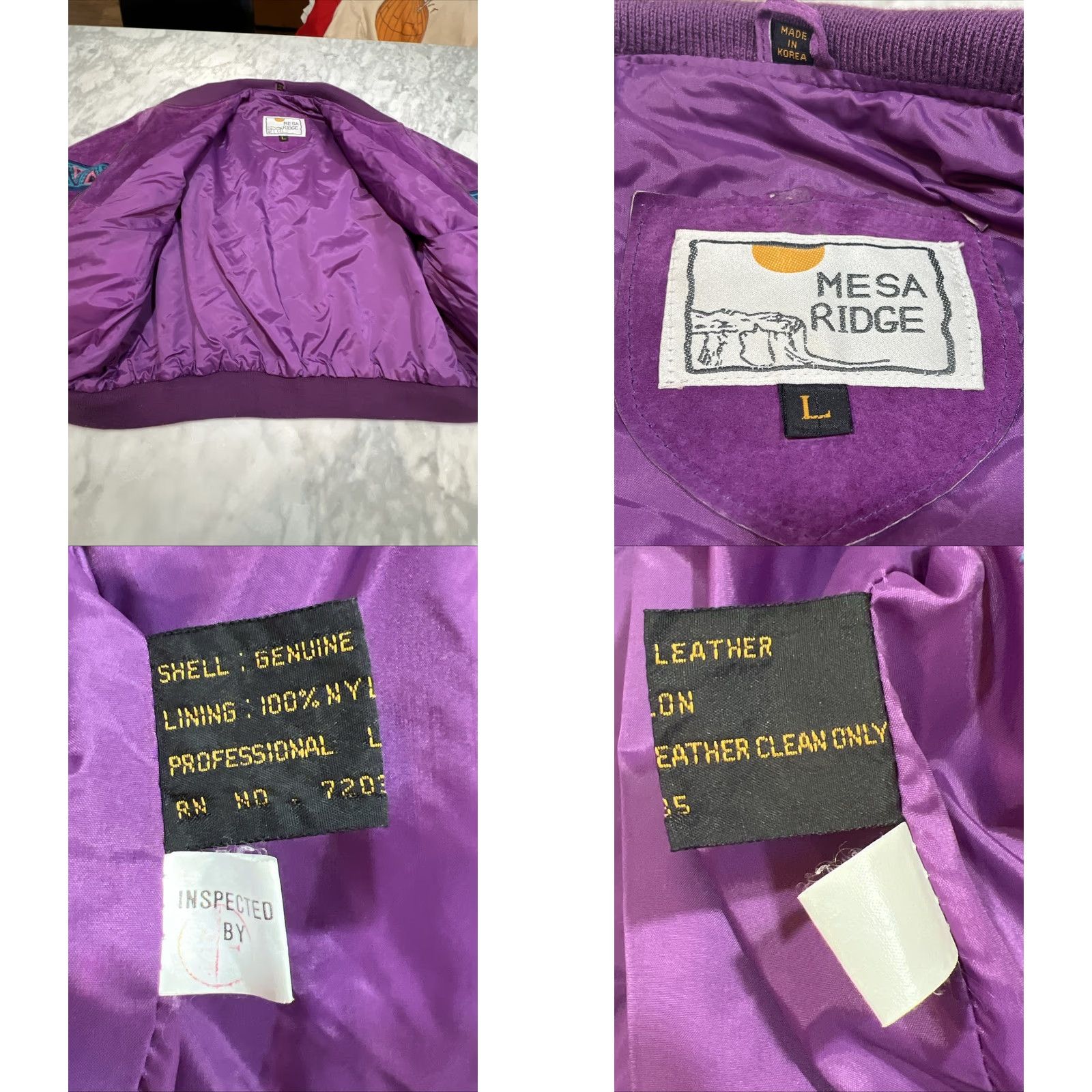 Vintage VINTAGE Mesa Ridge Purple Suede Leather Jacket L Aztec Geometric Stripe Zip Up Women Bomber Jacket Size L / US 10 / IT 46 - 9 Thumbnail