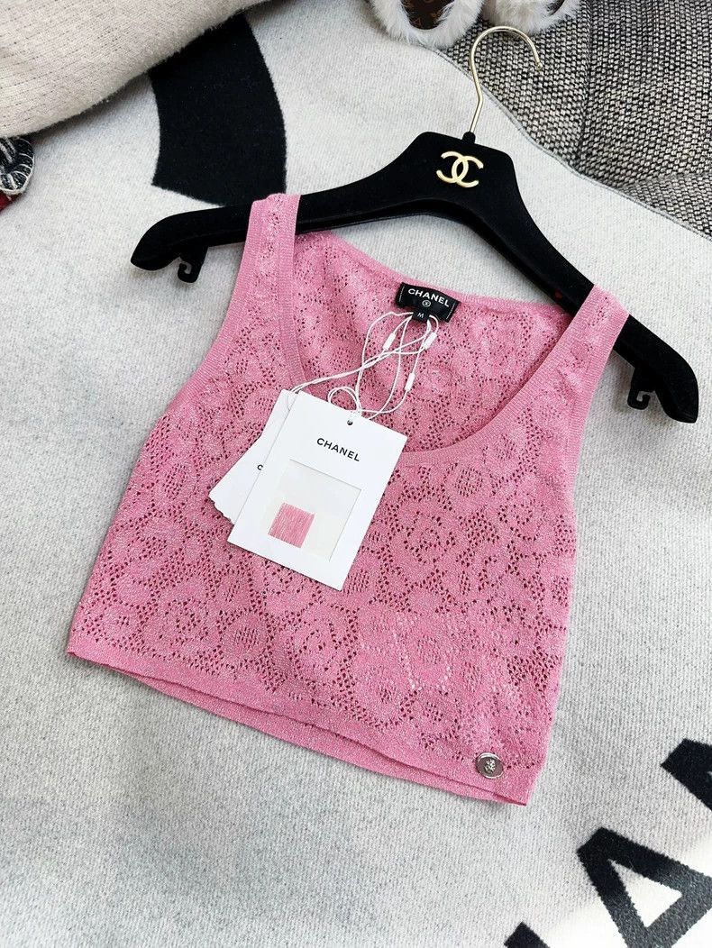 Chanel Chanel 22P Pink Cropped Hollow Tank Top Size M / US 6-8 / IT 42-44 - 2 Thumbnail