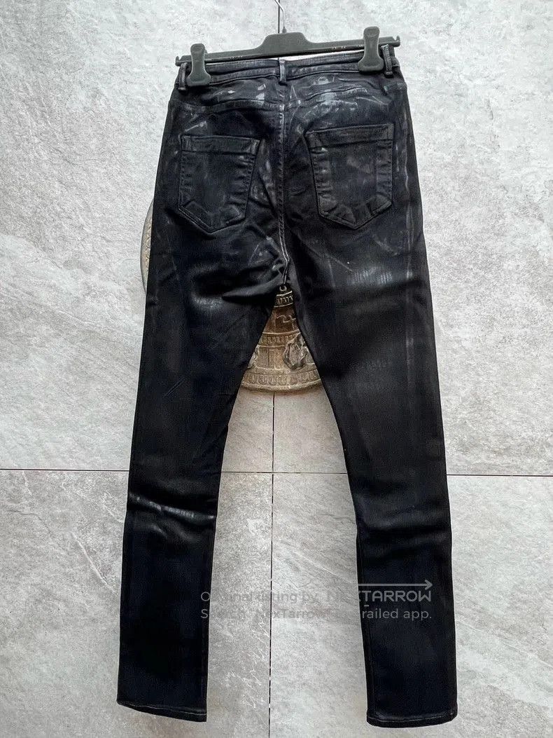 Rick Owens black waxed coated denim jeans by Rick Owens. Size US 30 / EU 46 - 2 Thumbnail