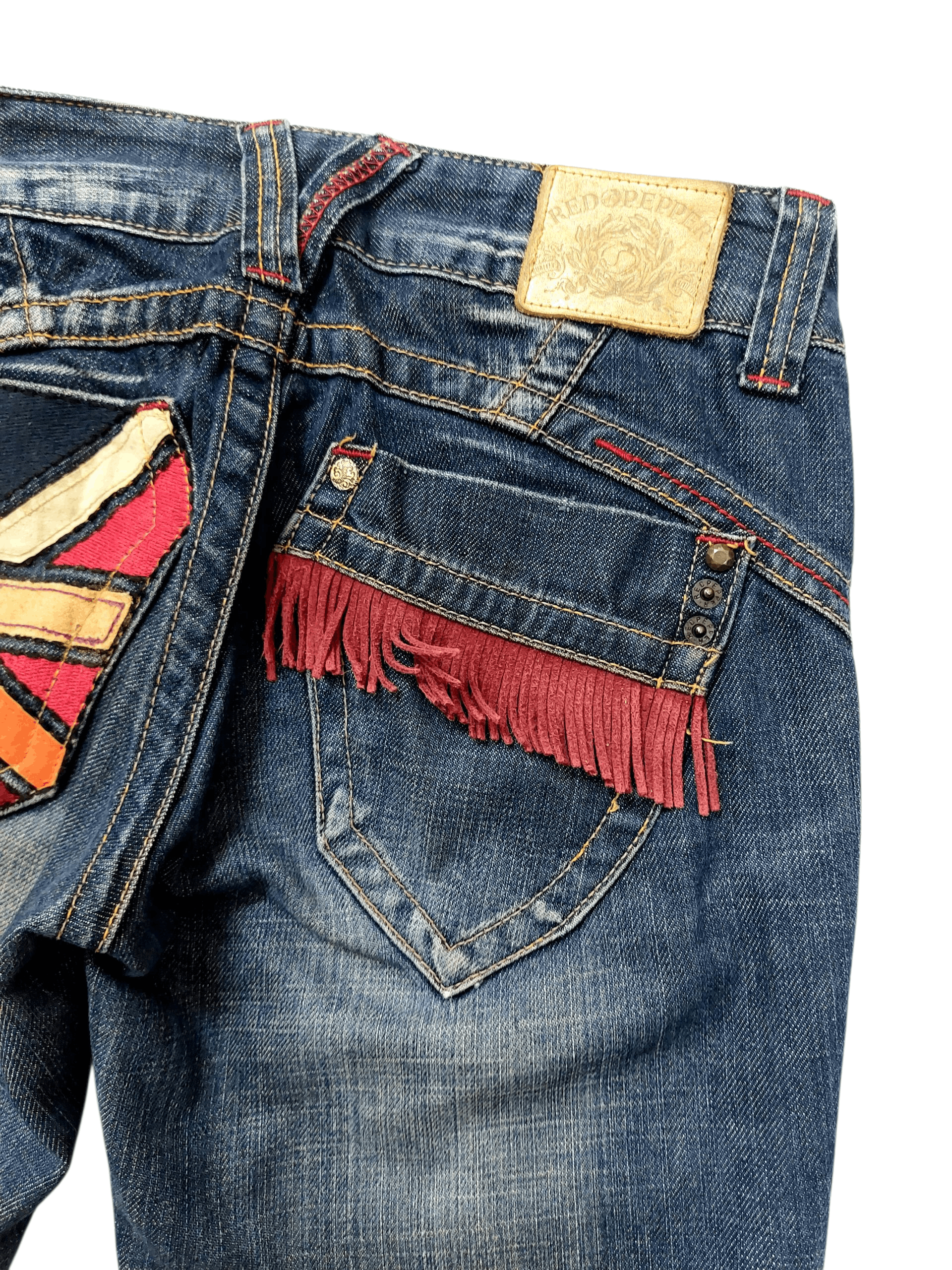 Vintage 🔥Red Pepper Jeans Flare Union Jack Style Size 28" / US 6 / IT 42 - 7 Thumbnail