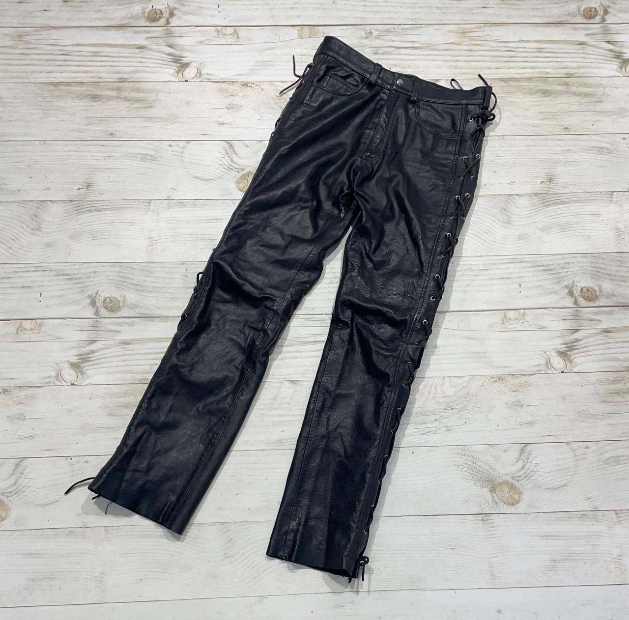 Japanese Brand Vintage Bondage Leather Pants Strap Trousers Biker Cowboy |  Grailed