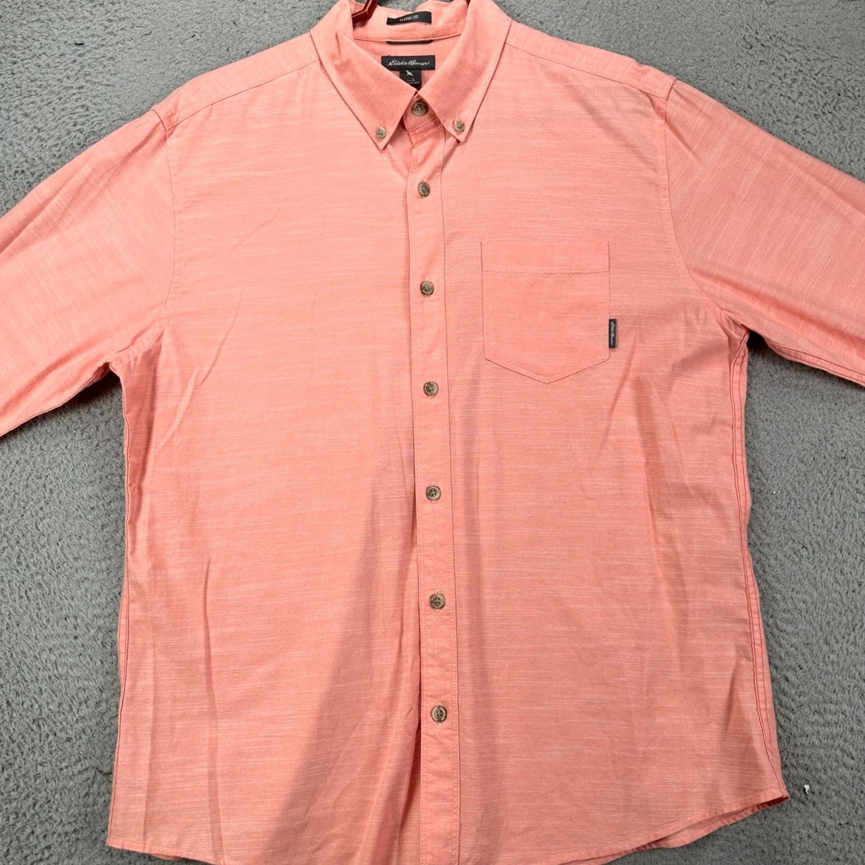 Eddie Bauer Eddie Bauer Button-Down Shirt Mens Large Peach Pocket Lightweight Classic Fit Shirt Size US L / EU 52-54 / 3 - 3 Thumbnail