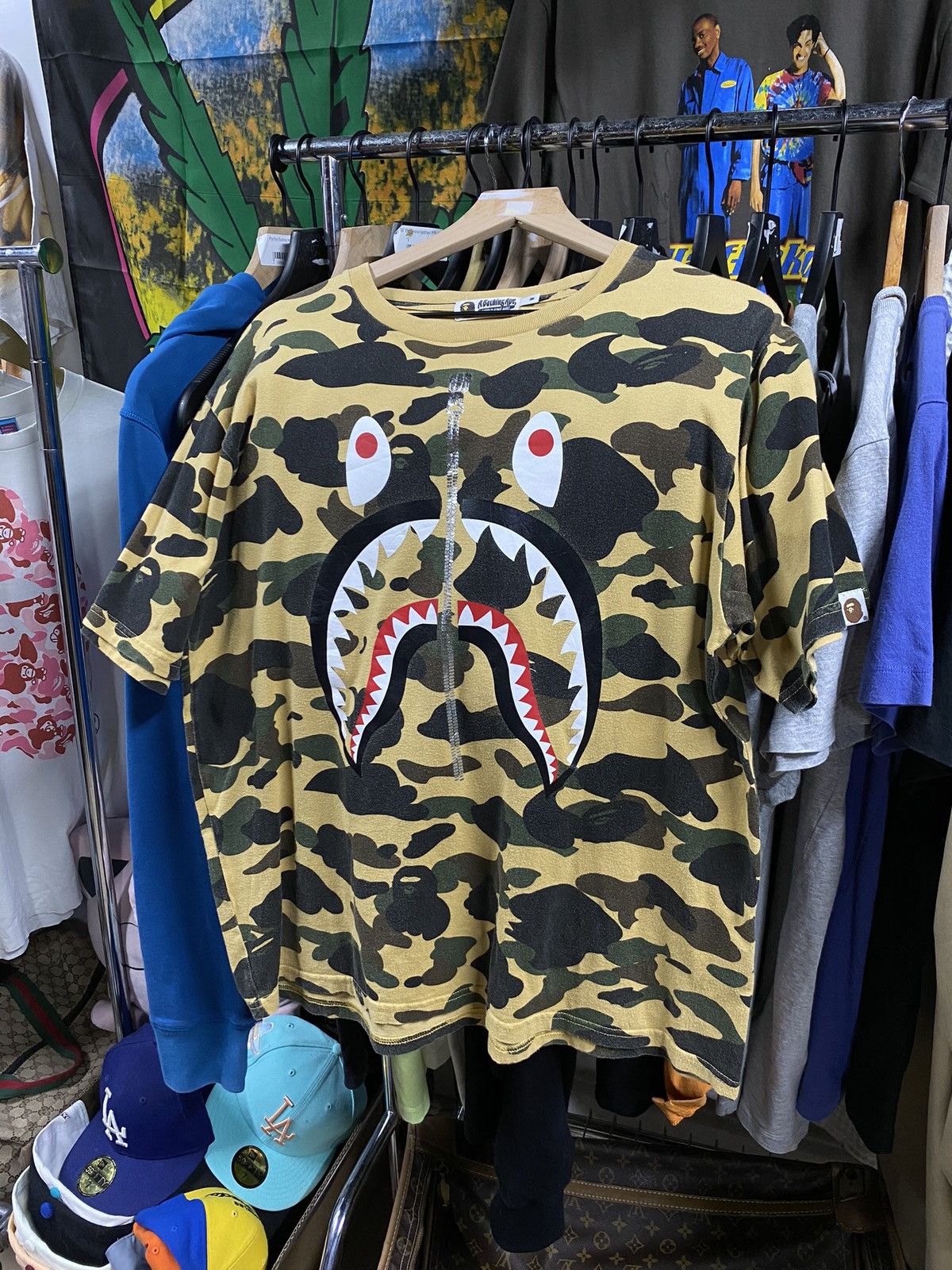 Bape A Bathing Ape Yellow a camo Bape Shark Tee Shirt Medium Size US M / EU 48-50 / 2 - 2 Thumbnail