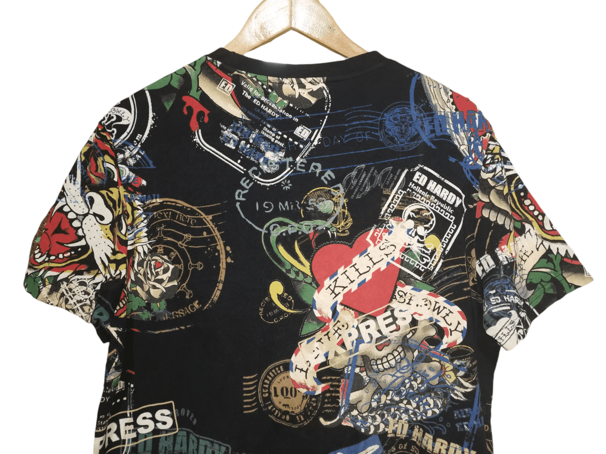 Christian Audigier × Ed Hardy Ed hardy shirt rare all over print Design front and back Size US L / EU 52-54 / 3 - 12 Thumbnail
