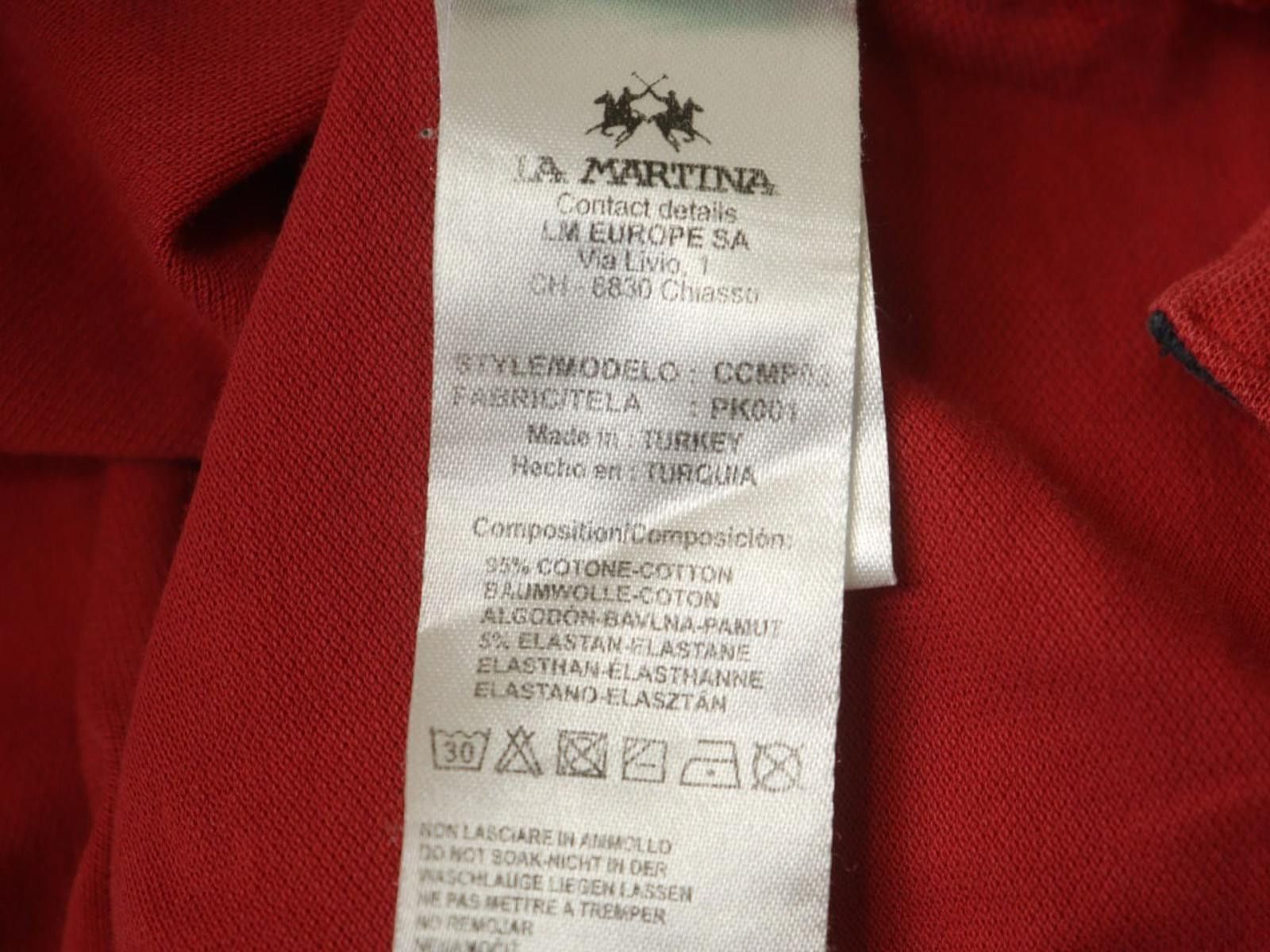 La Martina LA MARTINA Red Cotton Collared Slim Fit Polo Shirt Size M Size US M / EU 48-50 / 2 - 8 Thumbnail