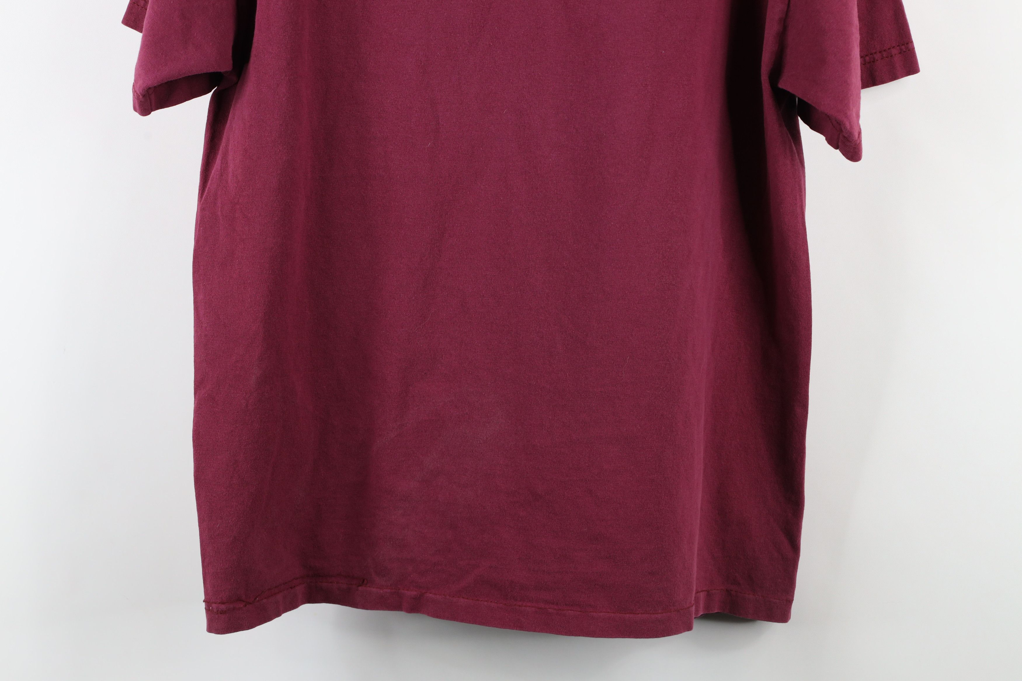 Vintage Vintage 90s Streetwear Faded Blank Cotton T-Shirt Maroon Size US L / EU 52-54 / 3 - 12 Thumbnail