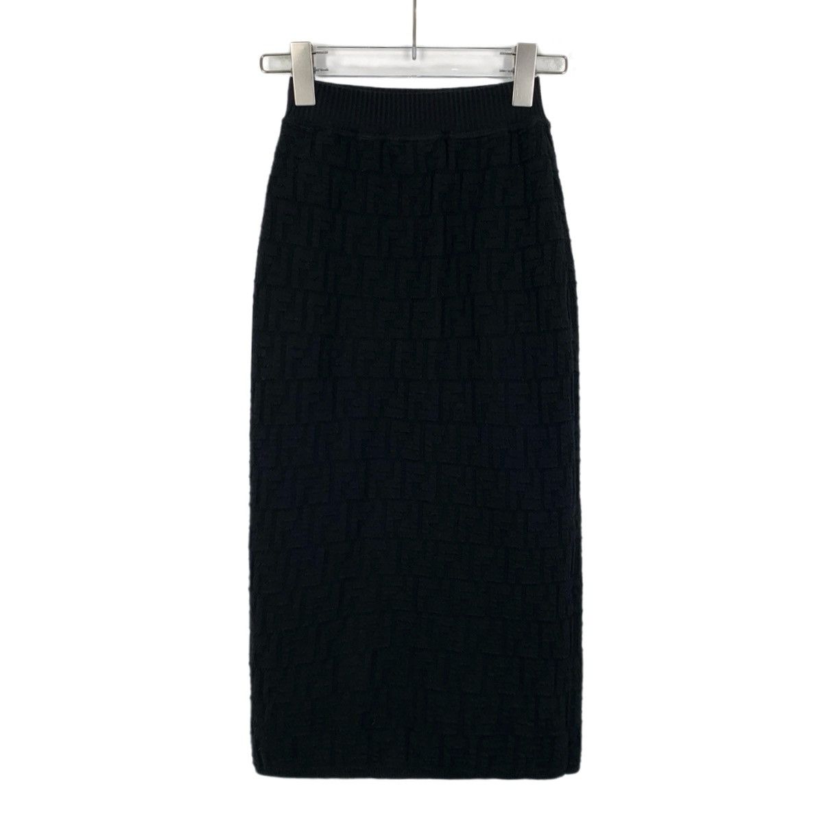 Fendi Fendi Black All-over Embossed Logo Knit Skirt K26WX Size 26" / US 2 / IT 38 - 2 Thumbnail