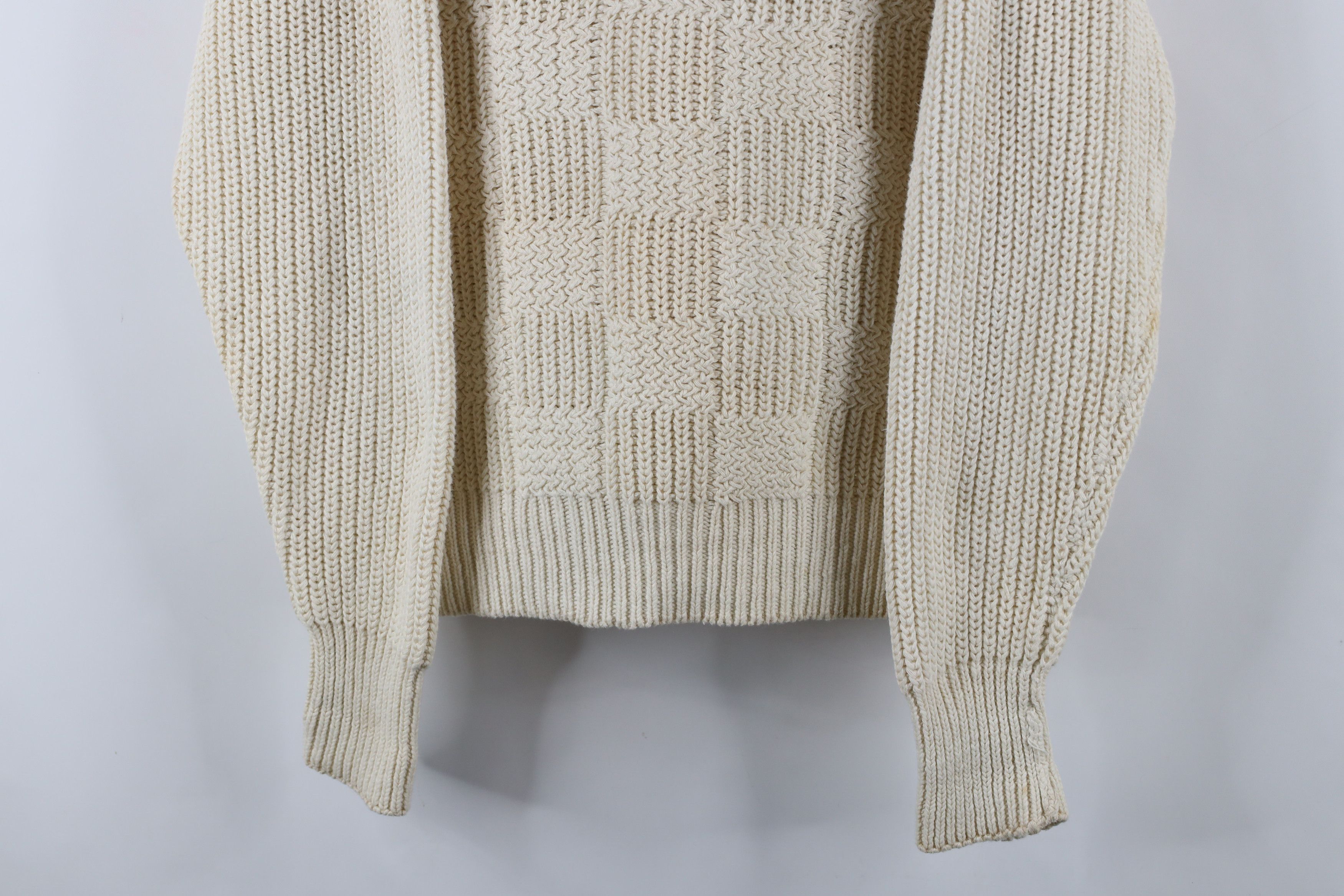 Vintage Vintage 90s Streetwear Chunky Knit Checkered Sweater Cream Size US L / EU 52-54 / 3 - 3 Thumbnail