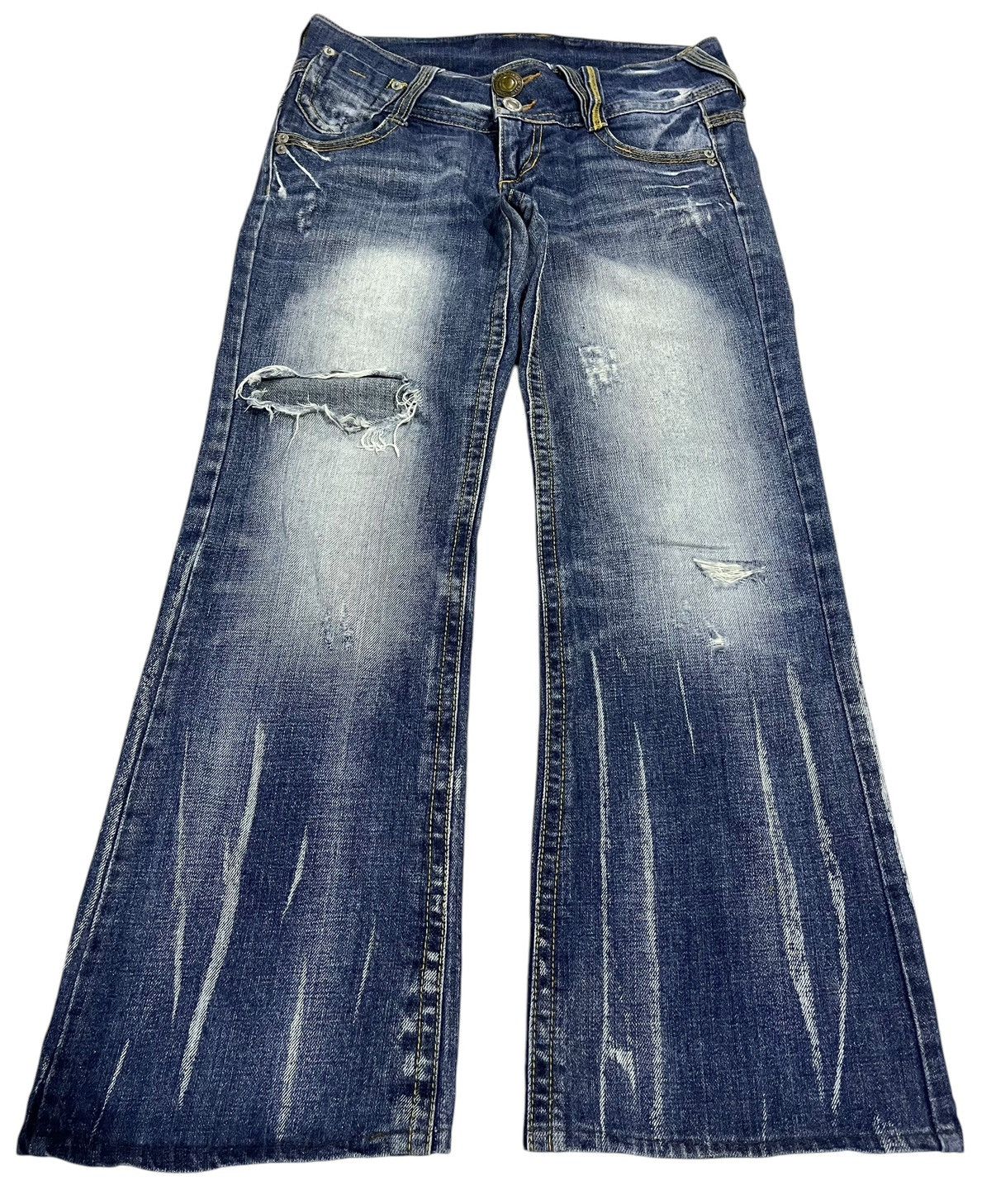 If Six Was Nine × Japanese Brand × Le Grande Bleu (L.G.B.) FLARE💥 JAPANESE BRAND Y2K WASHED BLUE DISTRESSED JEANS Size 32" / US 10 / IT 46 - 1 Thumbnail