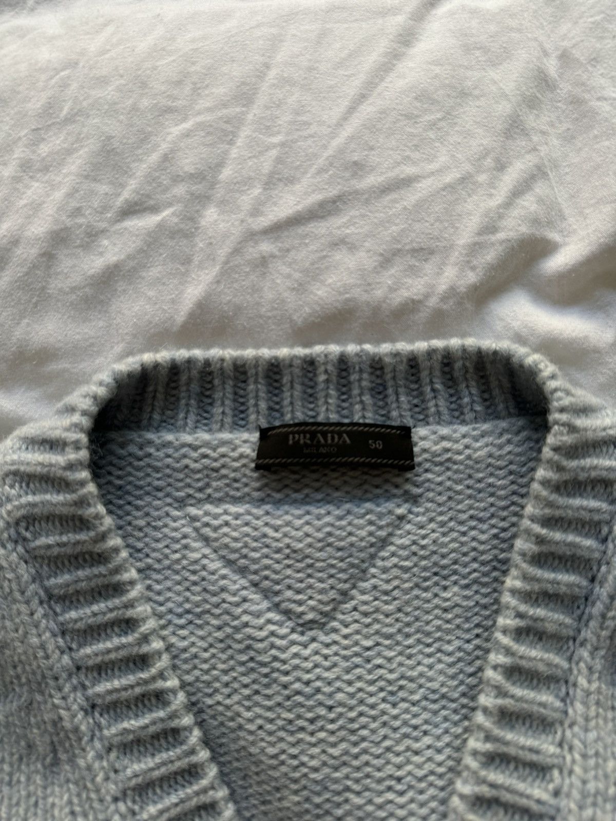 Prada Ice Blue AW22 Oversized V-Neck Sweater Size US M / EU 48-50 / 2 - 3 Thumbnail