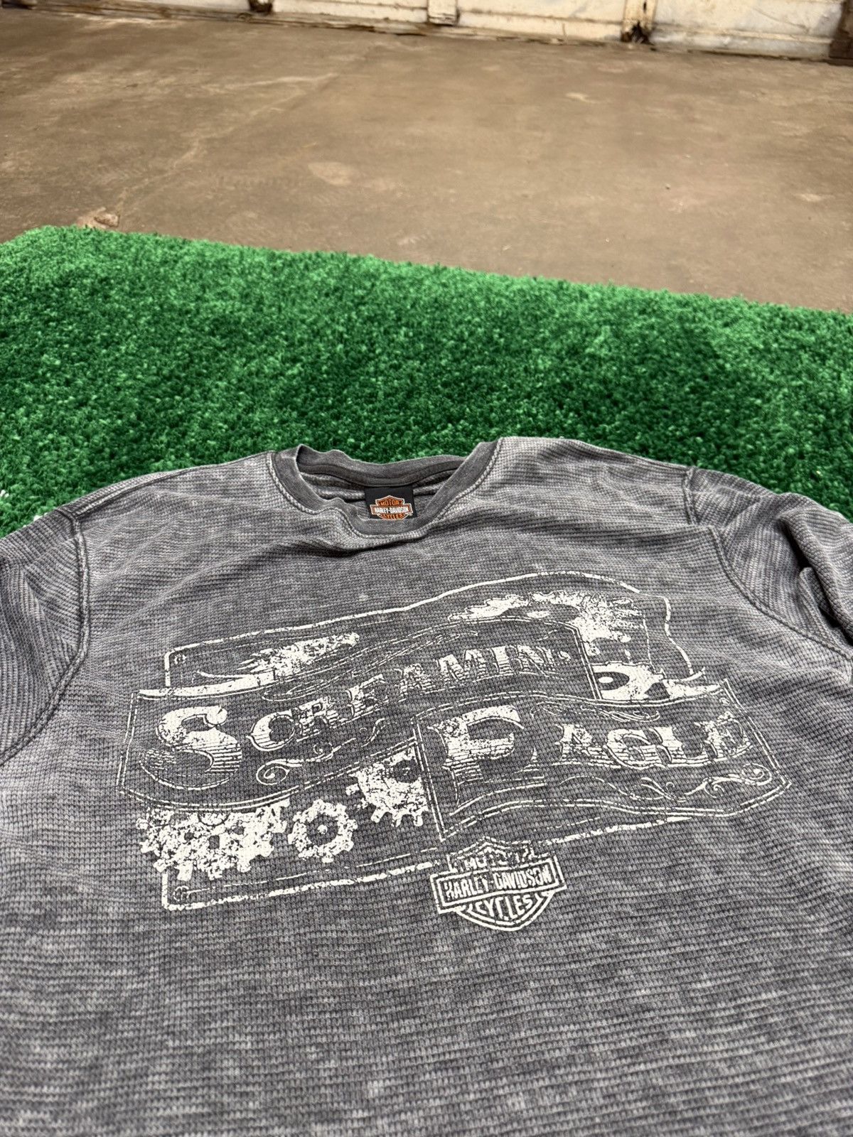 Harley Davidson × Vintage Vintage Harley Davidson Screaming Eagle Grey Thermal Tee XL Size US XL / EU 56 / 4 - 4 Thumbnail
