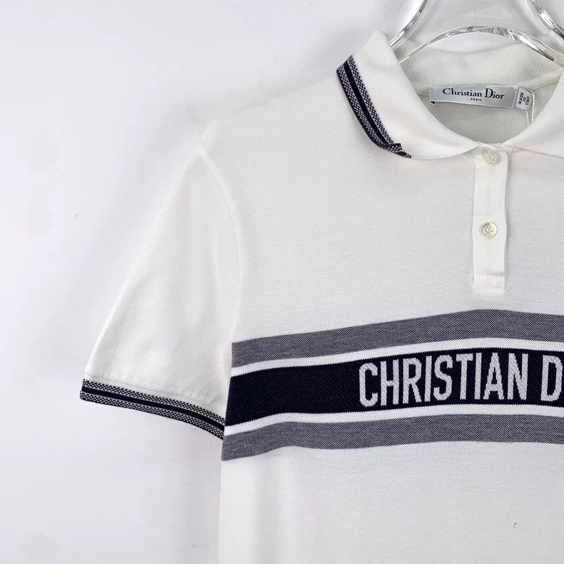 Dior Dior White striped letter inlaid cotton lapel short-sleeve Size S / US 4 / IT 40 - 3 Thumbnail