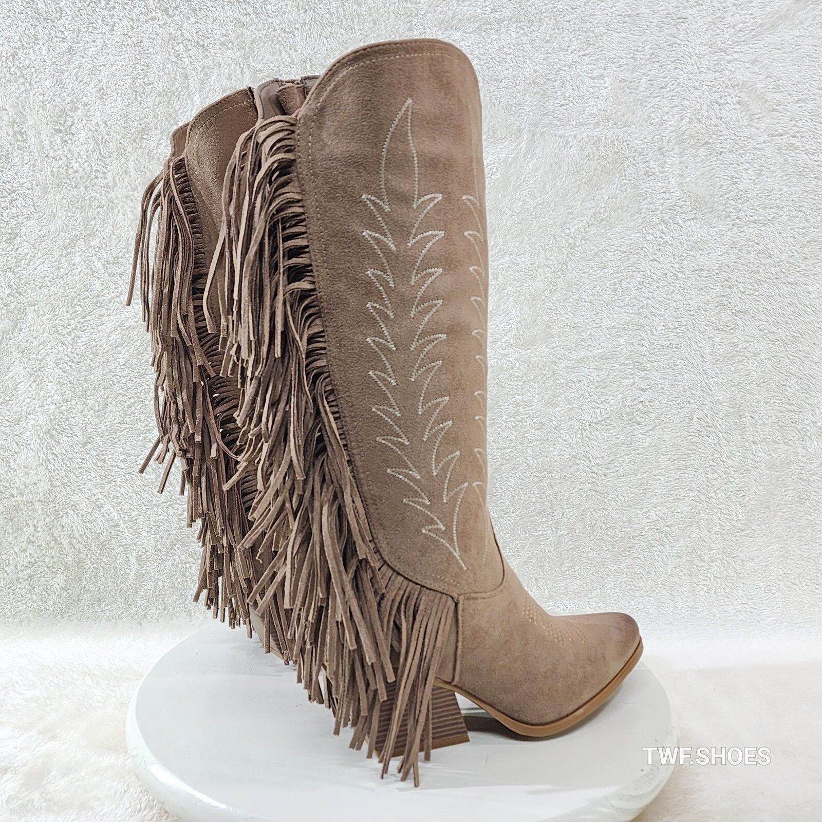 Other Dusty Roads Coco Taupe Back Fringe Cowboy Western Cowgirl Bo Size US 8.5 / IT 38.5 - 6 Thumbnail
