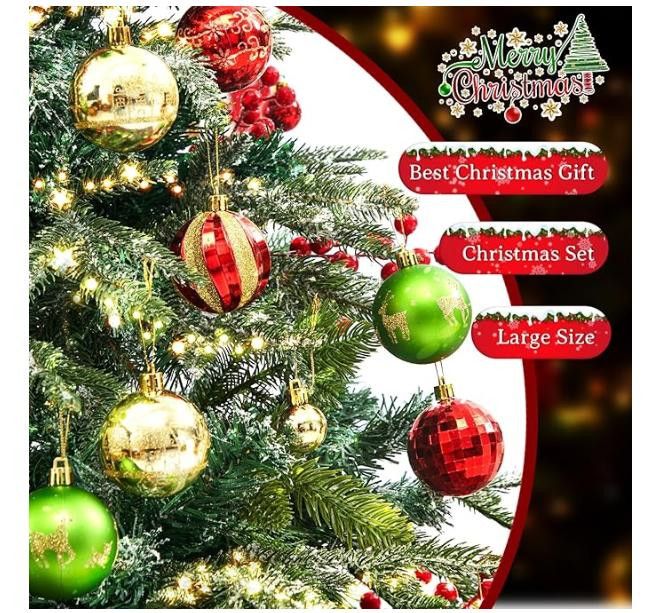 NBDN Nobrandedon Ornament Set, Shatterproof 44 PCS Set, Multi-Size Size ONE SIZE - 3 Thumbnail