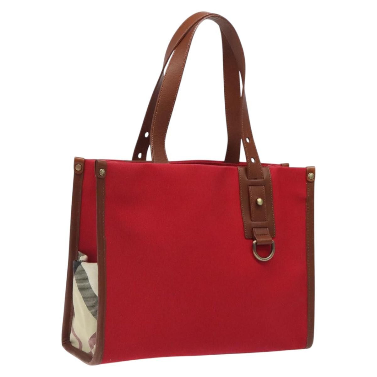 Burberry Tote Bag Canvas Red Gold Auth Am8191 in Red/Gold, Women's