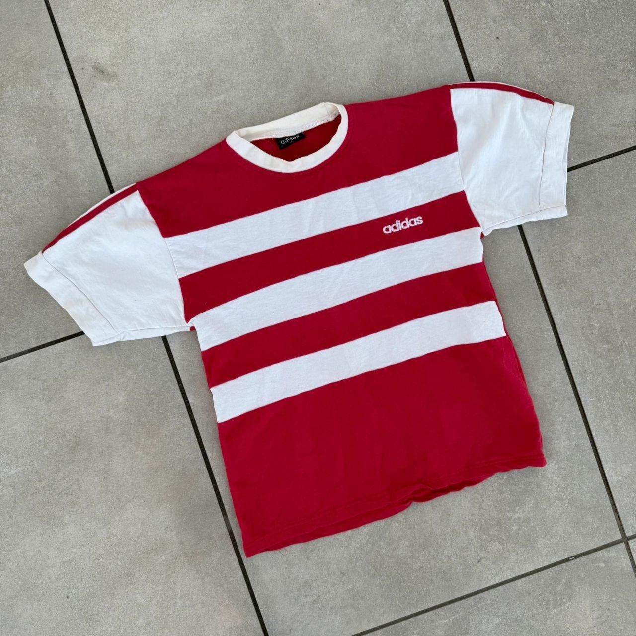 Adidas Adidas Striped T shirt White Red Vintage 90s Boxy Size US M / EU 48-50 / 2 - 2 Thumbnail