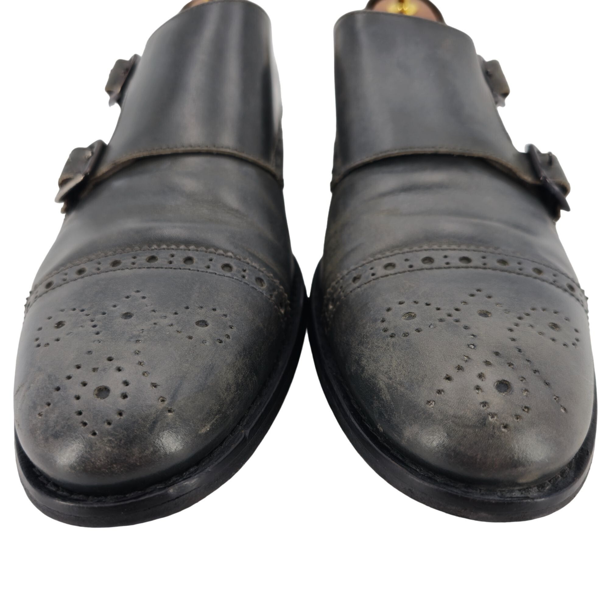 Bruno Magli Bruno Magli Italy Gray Leather Double Monk Strap Loafers 11M Size US 11 / EU 44 - 10 Thumbnail