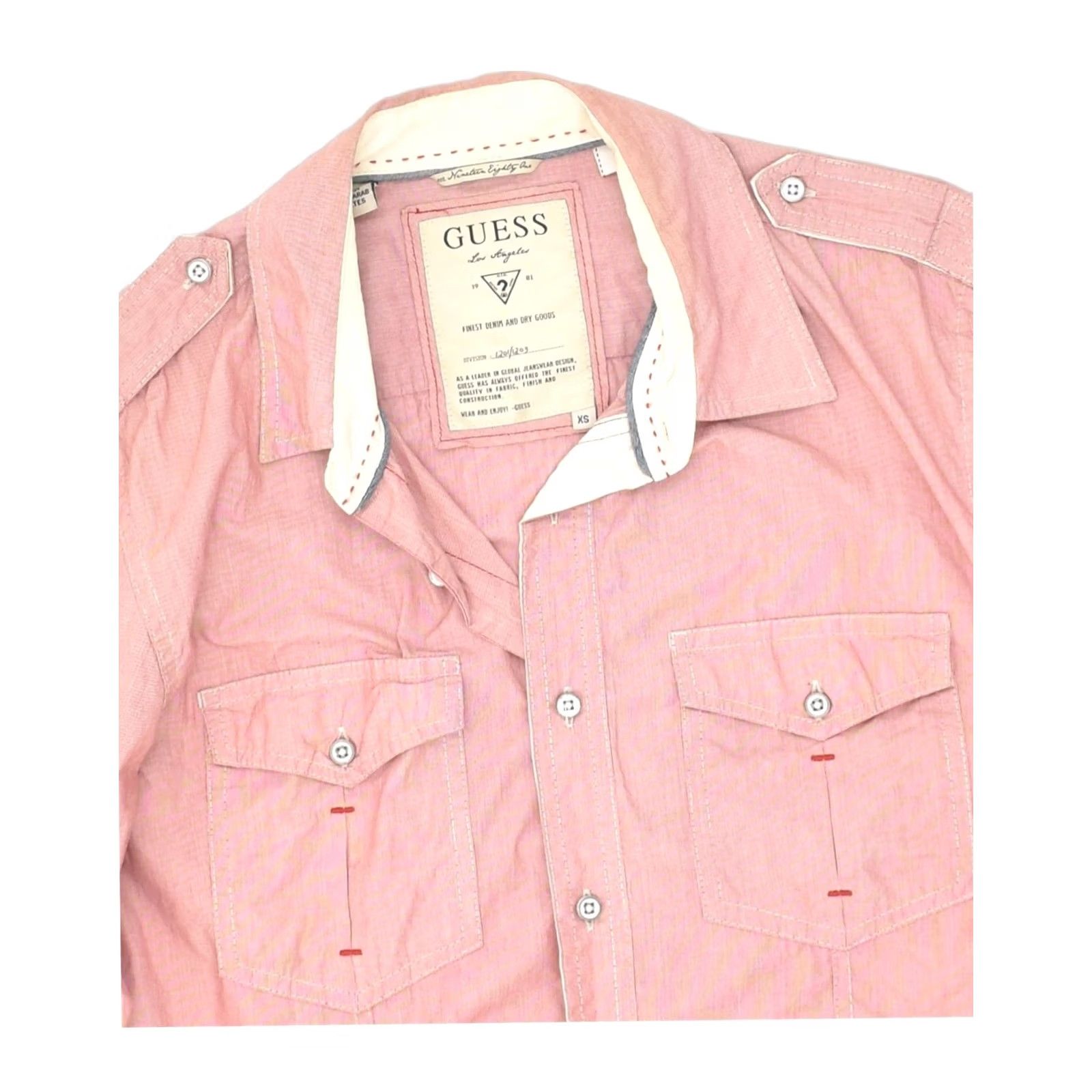 Guess GUESS Mens Shirt Pink Cotton XS Size US XS / EU 42 / 0 - 3 Thumbnail