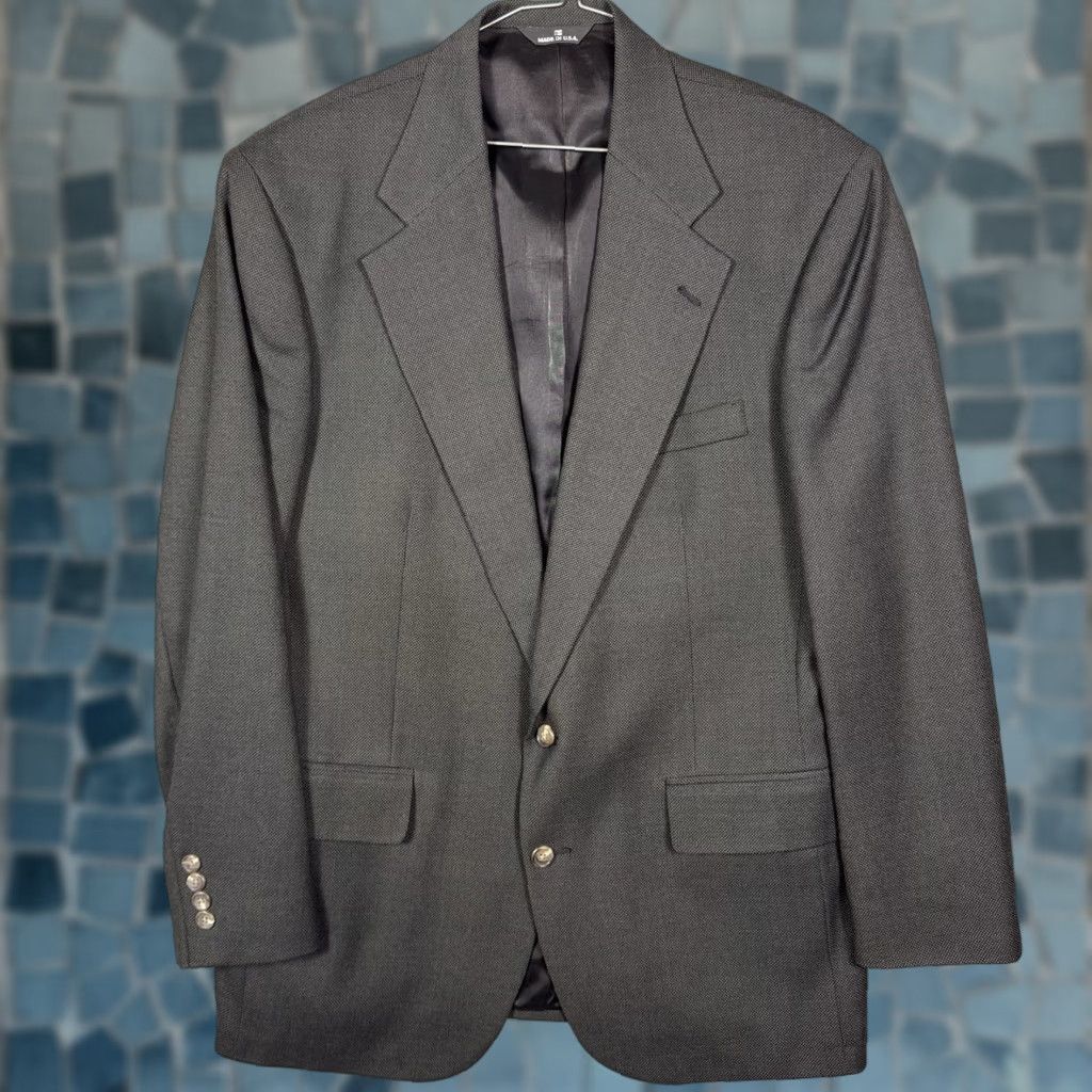 Ralph Lauren VINTAGE Ralph Lauren Polo University Club Blazer Mens 42R Geometric Wool Gray 2 Piece Suit Jacket Purple Notch? Size US XL / EU 56 / 4 - 1 Thumbnail
