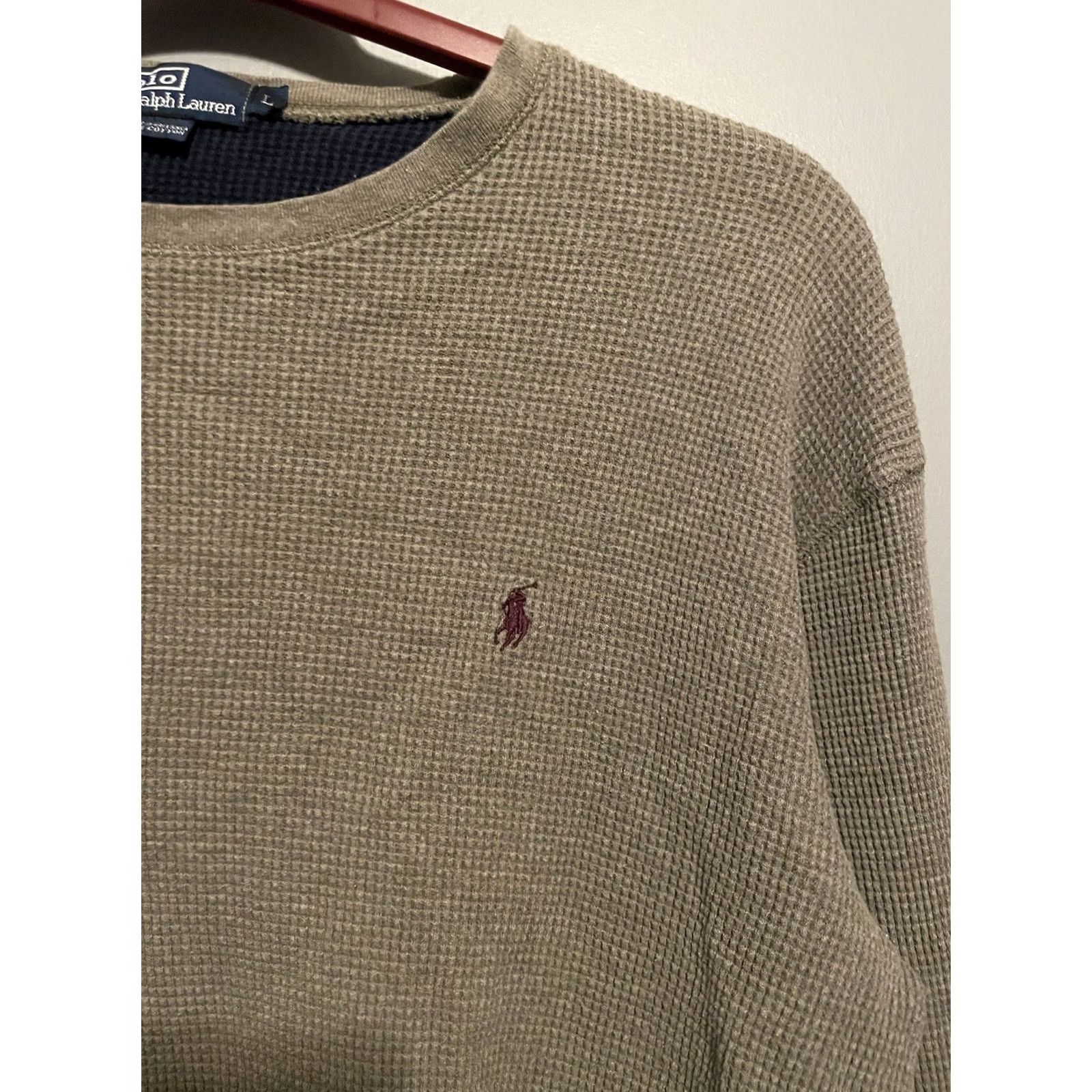 Ralph Lauren Polo Ralph Lauren Shirt Mens Blue Waffle Knit Thermal Long Sleeve Crew Neck Size L Size US L / EU 52-54 / 3 - 2 Thumbnail