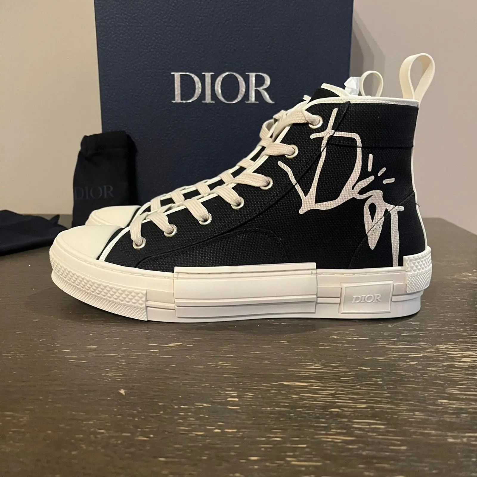 Dior × Travis Scott Cactus Jack B23 High Top Logo Sneakers in Black Size US 6 / EU 39 - 8 Thumbnail
