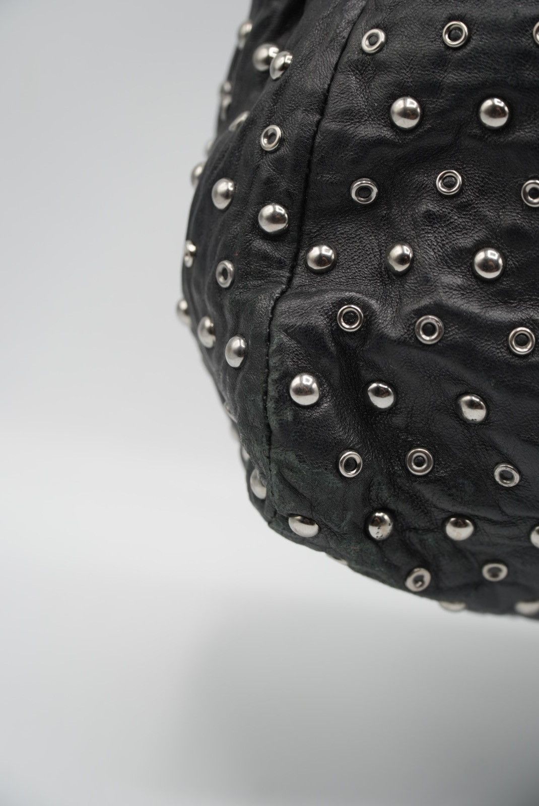 Prada Prada Black Leather Studded Handbag Size ONE SIZE - 5 Thumbnail