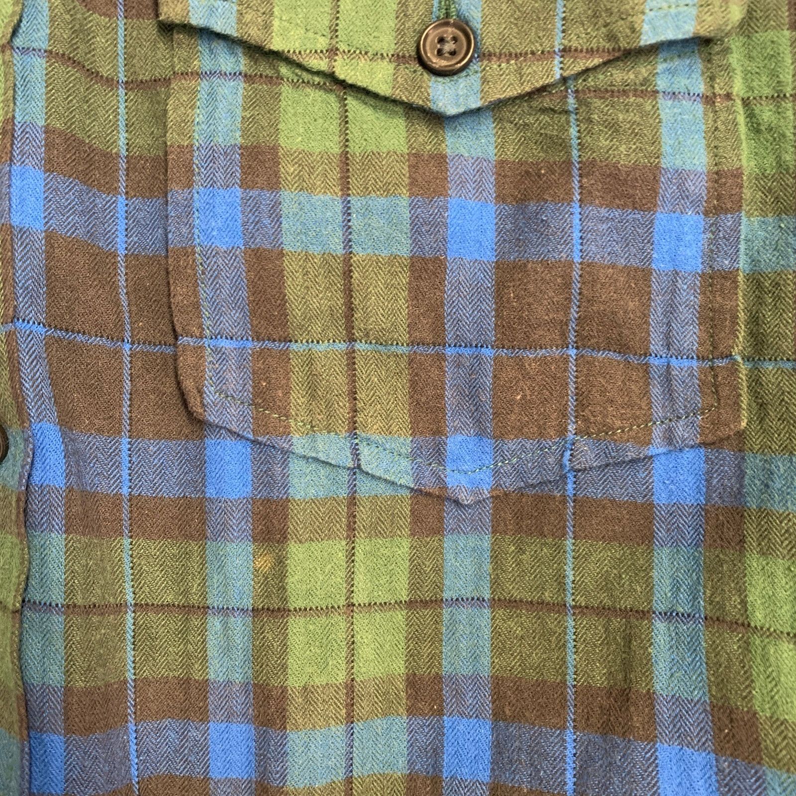 Vince Green Blue Plaid Cotton Blend Raw Edge Long Sleeve Shirt Size US S / EU 44-46 / 1 - 7 Thumbnail