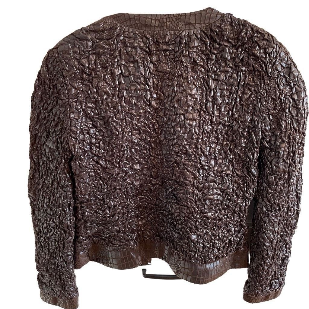 Joseph Ribkoff Joseph Ribkoff Womens Jacket 12 Veston Crinkle Brown Faux Sn Size XL / US 12-14 / IT 48-50 - 2 Thumbnail